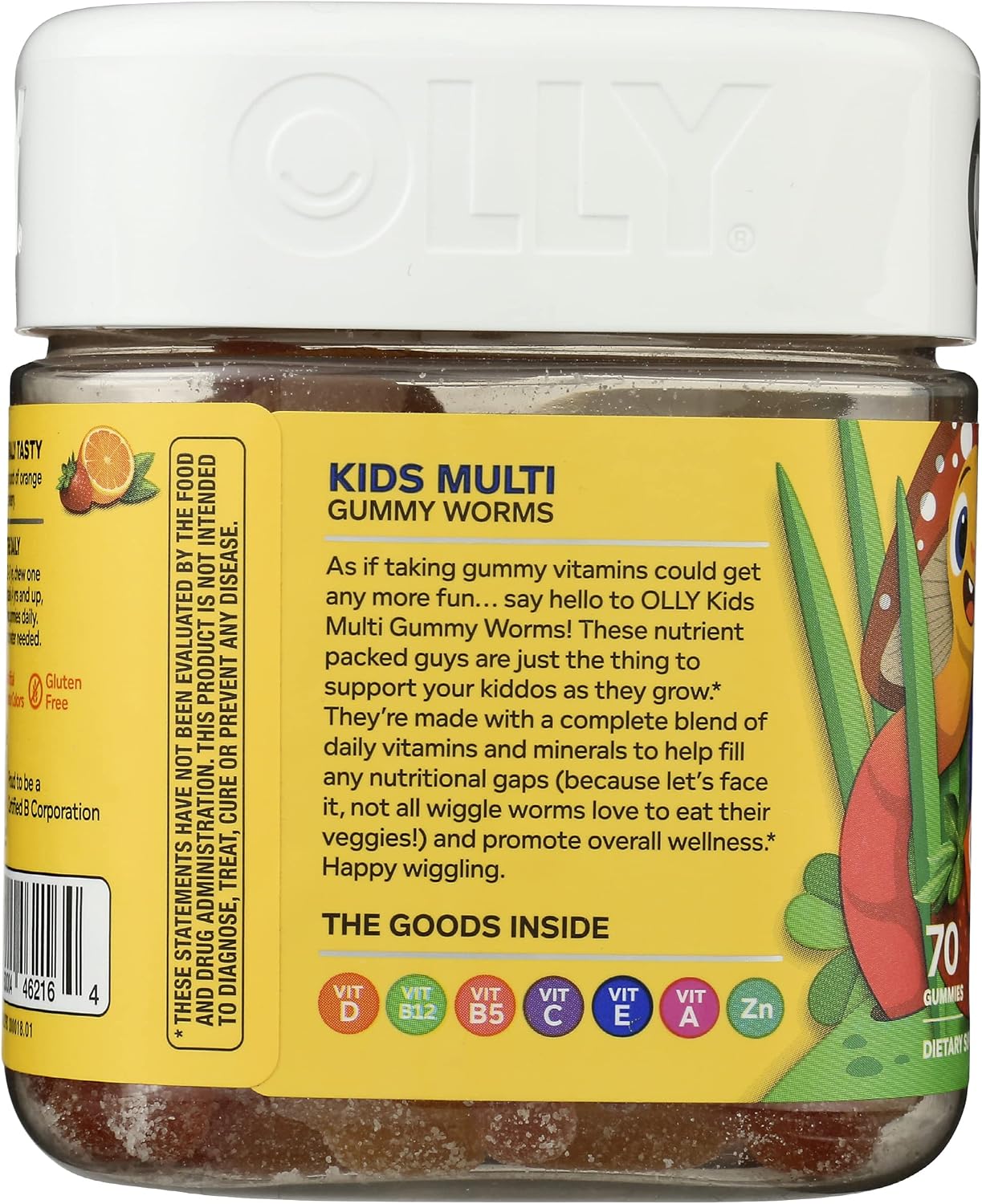 OLLY Kids Multivitamin Gummy Worms, Overall Health and Immune Support, Vitamins and Minerals A, C, D, E, Bs and Zinc, Chewable Supplement