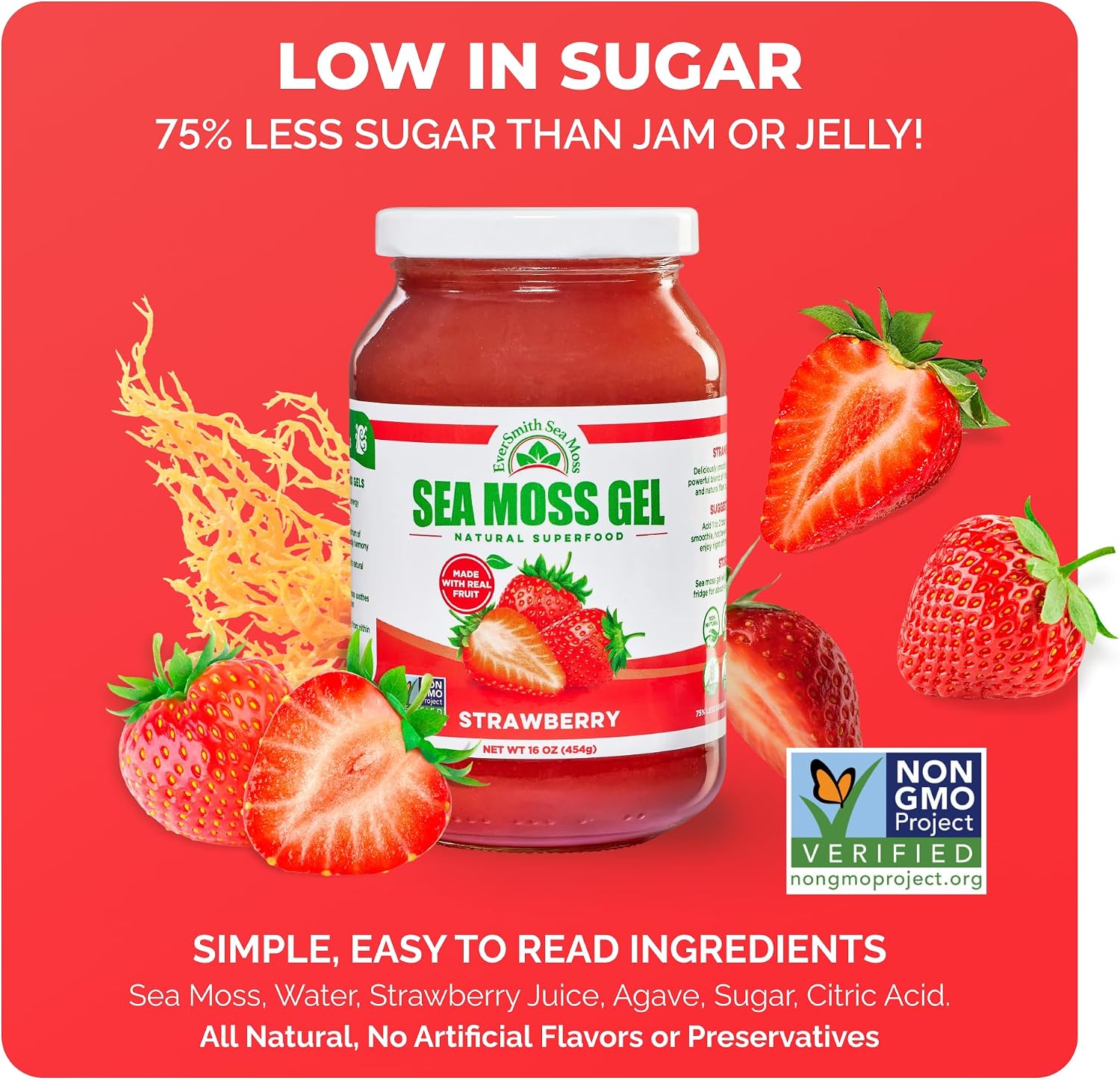 EverSmith Organics Wildcrafted Irish Sea Moss Gel, Mango Pineapple, 1 Jar