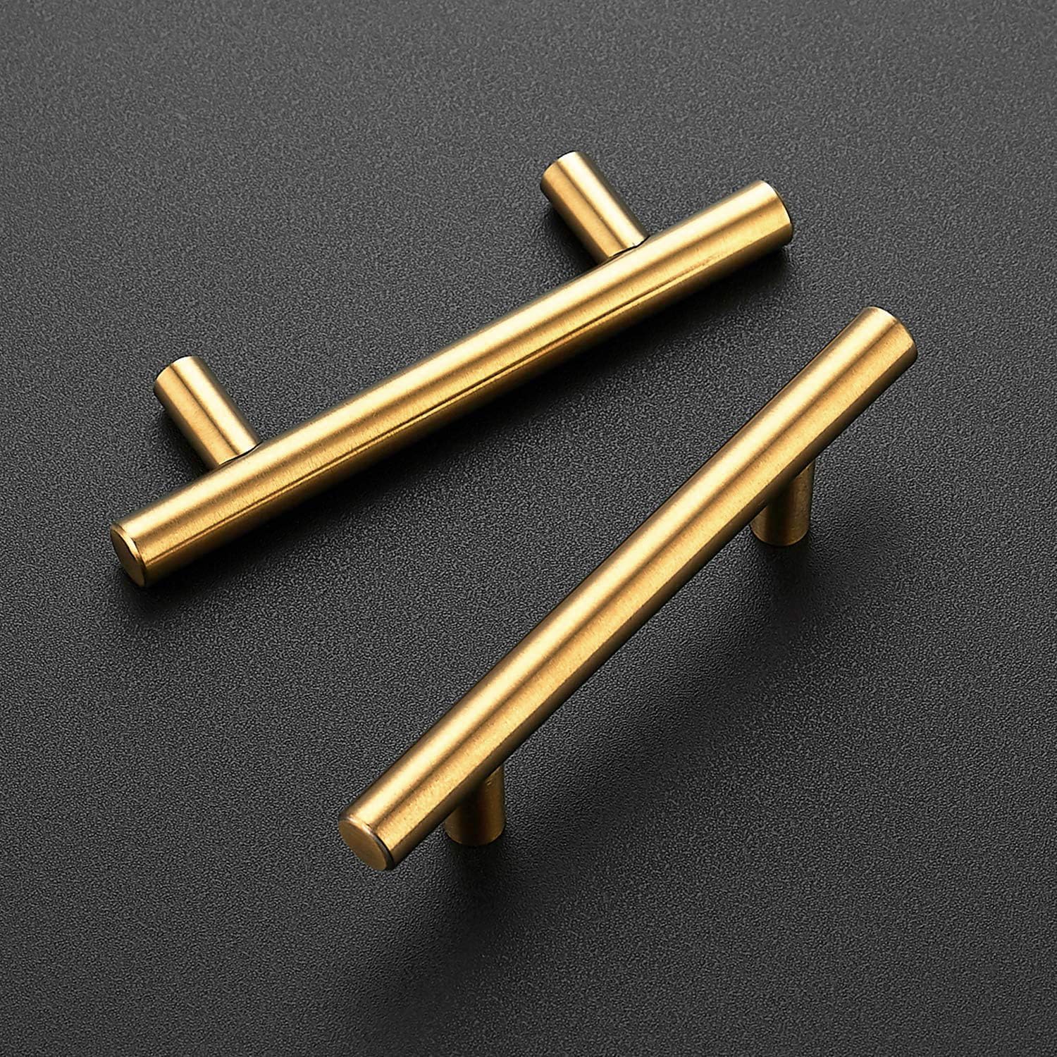Ravinte Cabinet Handles,5" Length,3" Hole Center,Brushed Brass,30 Pack