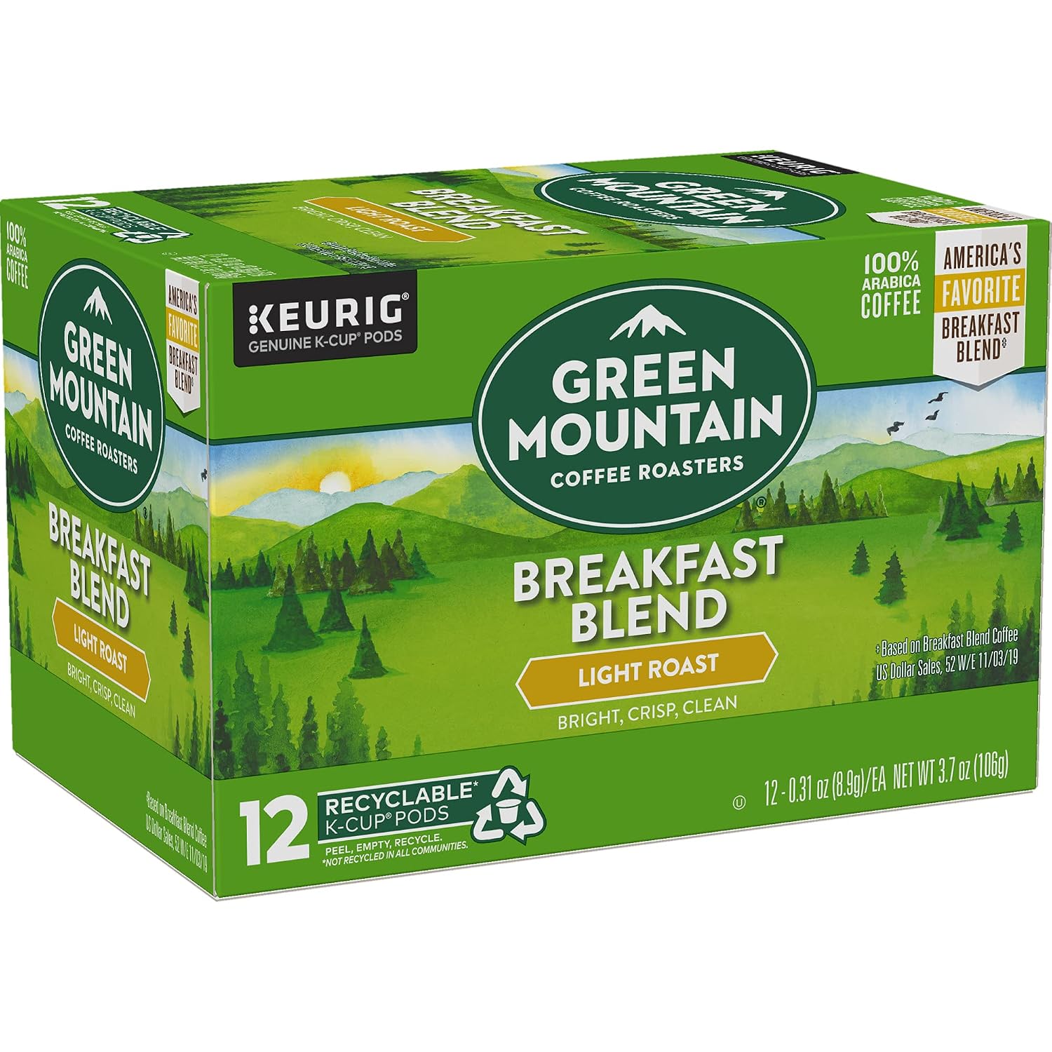 Green Mountain Coffee Roasters Breakfast Blend Single-Serve Keurig K-Cup Pods, Light Roast Coffee, 96 Count