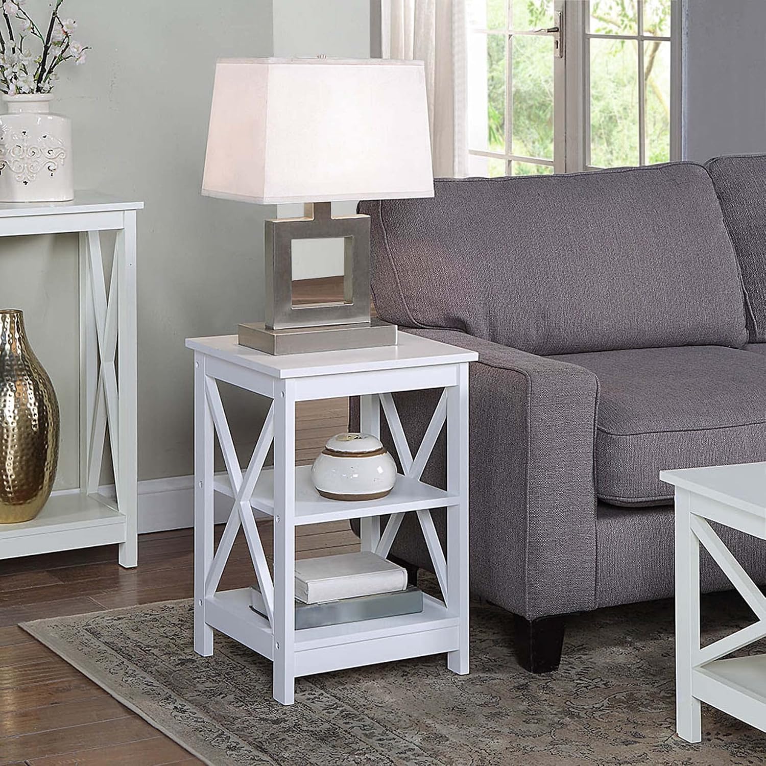 Convenience Concepts Oxford End Table 15.75" - Modern Living Room Table with Storage Shelves, Transitional Nightstand Side Table for Home Decor and Display, Espresso