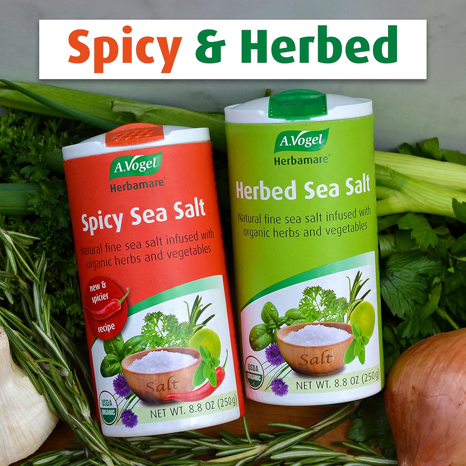 A. Vogel Herbamare Organic Seasoning Salt 8.8Oz. 6 Per Case | 33% Less Sodium - Infused with 12 Herbs & Vegetables - No Artificial Flavors or Preservatives - Keto & Paleo Friendly