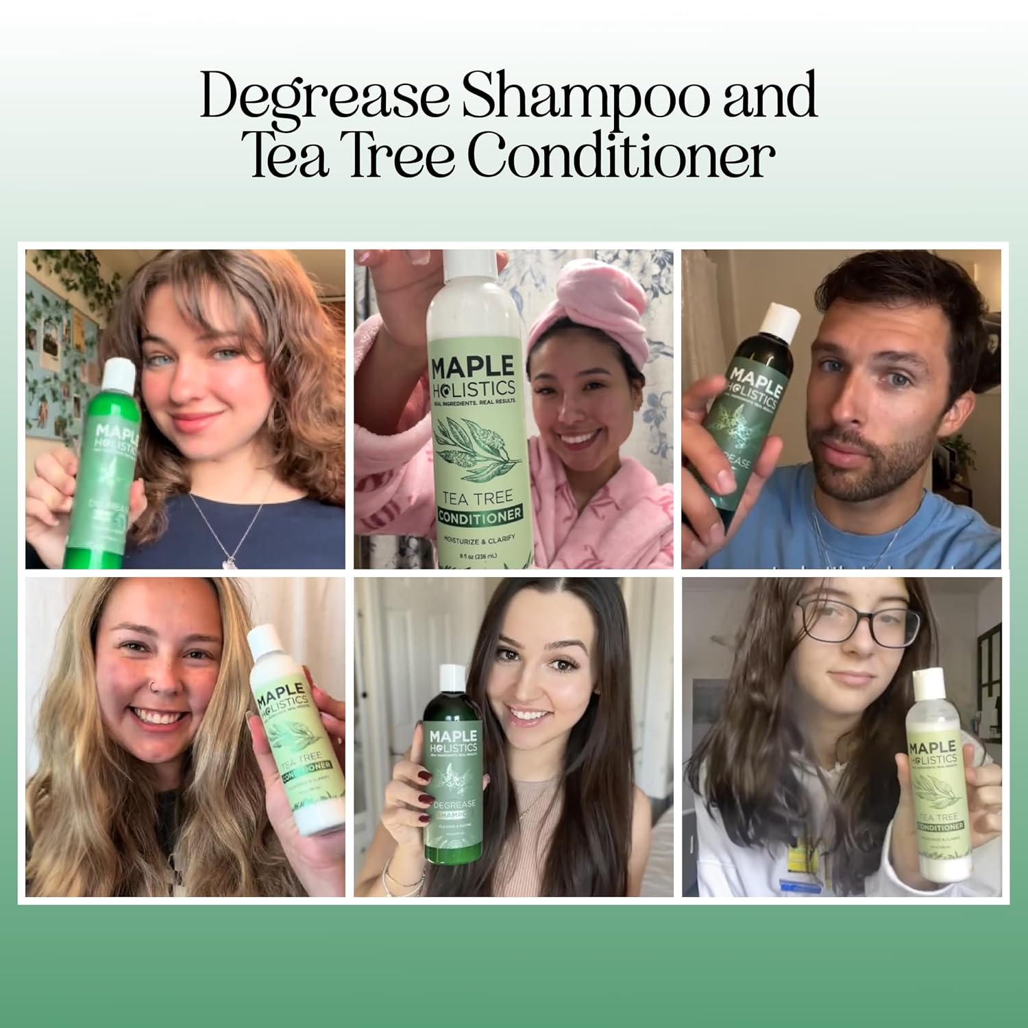 Sulfate Free Shampoo and Conditioner Set - Tea Tree Sage and Rosemary Shampoo and Conditioner for Dry Flaky Scalp Care - Deep Cleansing Color Safe Shampoo and Conditioner for Damaged Dry Hair Care