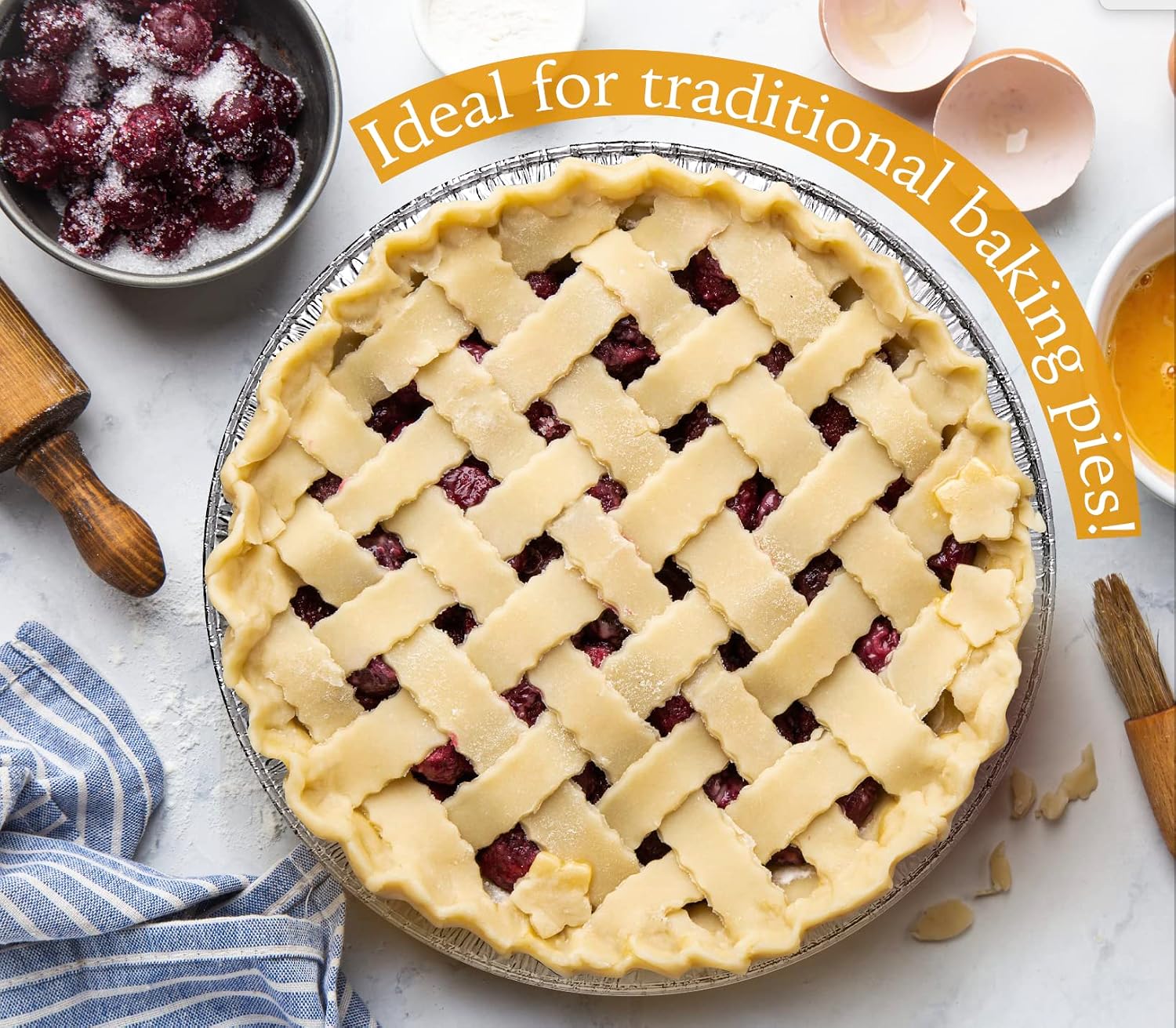 9" Aluminum Foil Pie Tins (25 Pack), Disposable Aluminum Pie Pans, Foil Pans for Baking, Cooking, Freezer Safe, Round Foil Pans