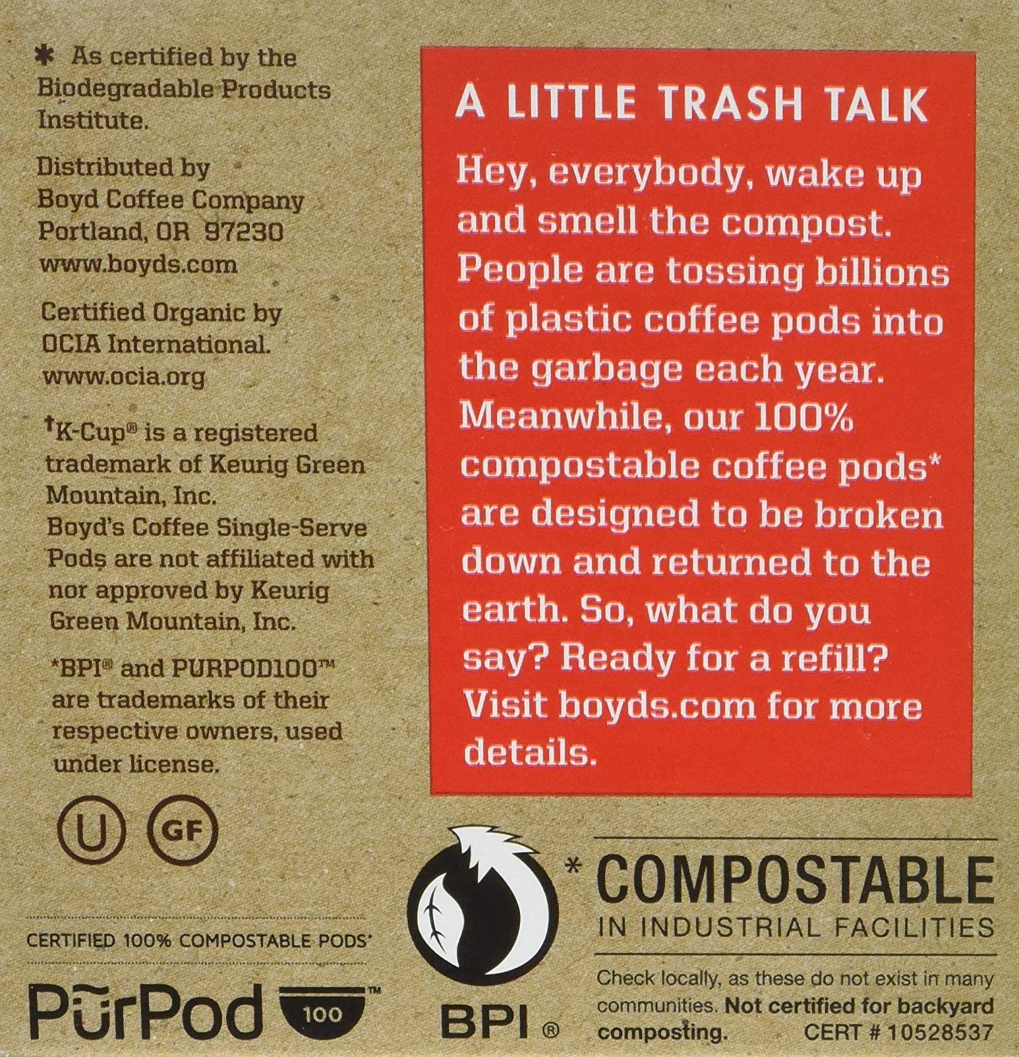 Boyd's Organic Red Wagon Dark Roast Coffee Pods Keurig Compatible, 72 Count | 100% compostable pods, Arabica beans, Colombia, Peru & Mexico, smooth