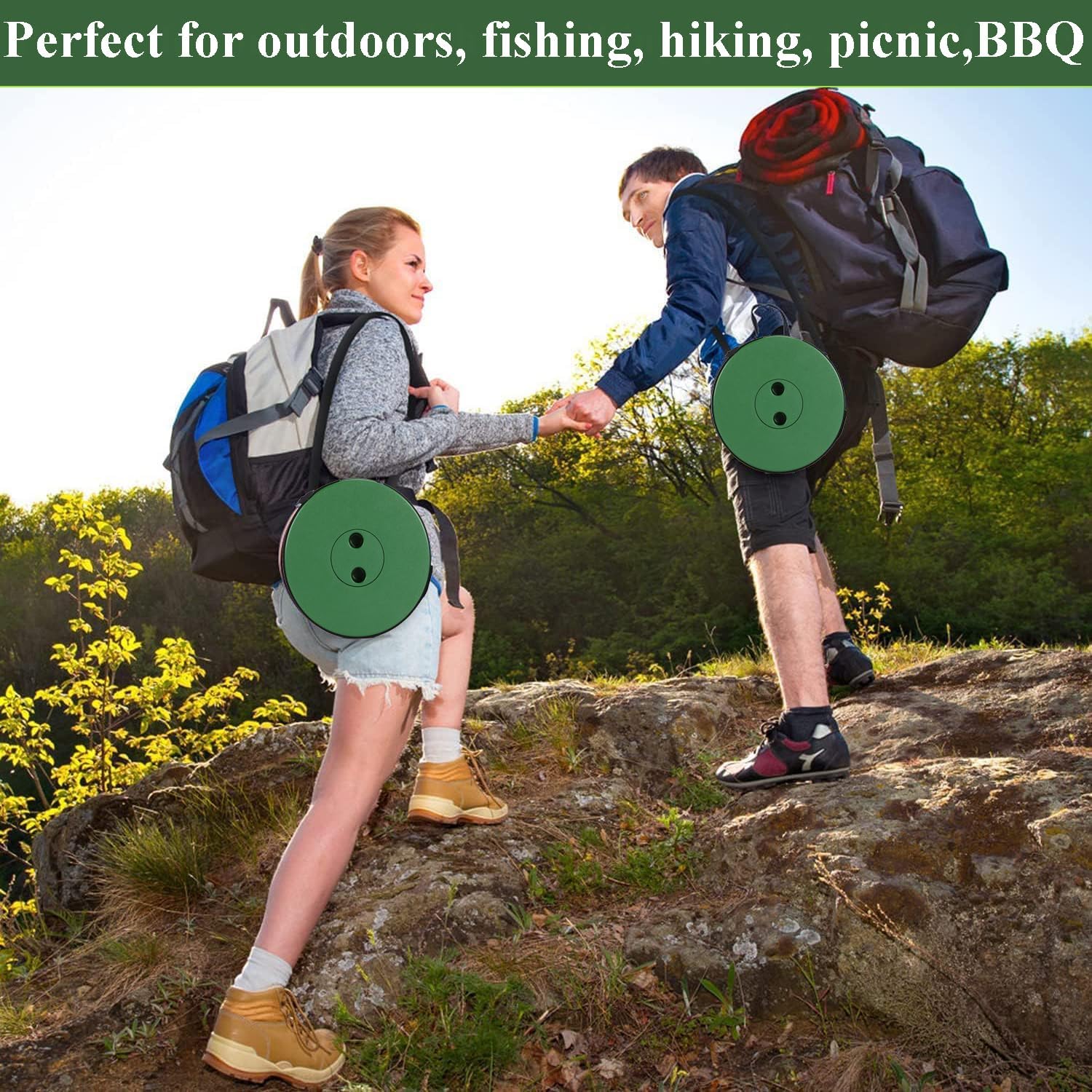 Fishboy Collapsible Stool for Adults, Portable Folding Camping Seat, 400lbs