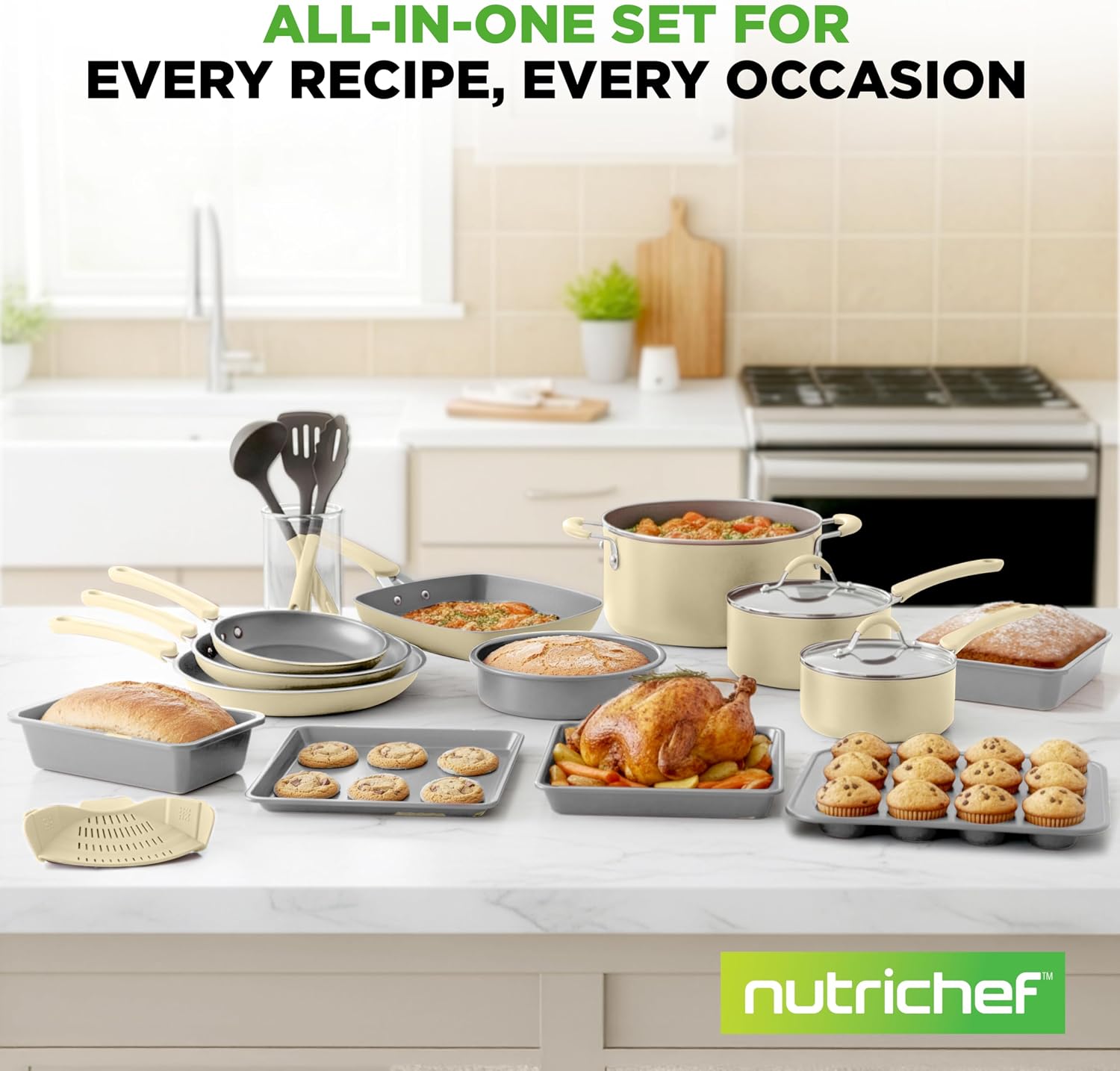 NutriChef 20-Piece Pots and Pans Set Non Stick – Induction Cookware Set, PFAS-Free Nonstick Cookware for All Cooktops