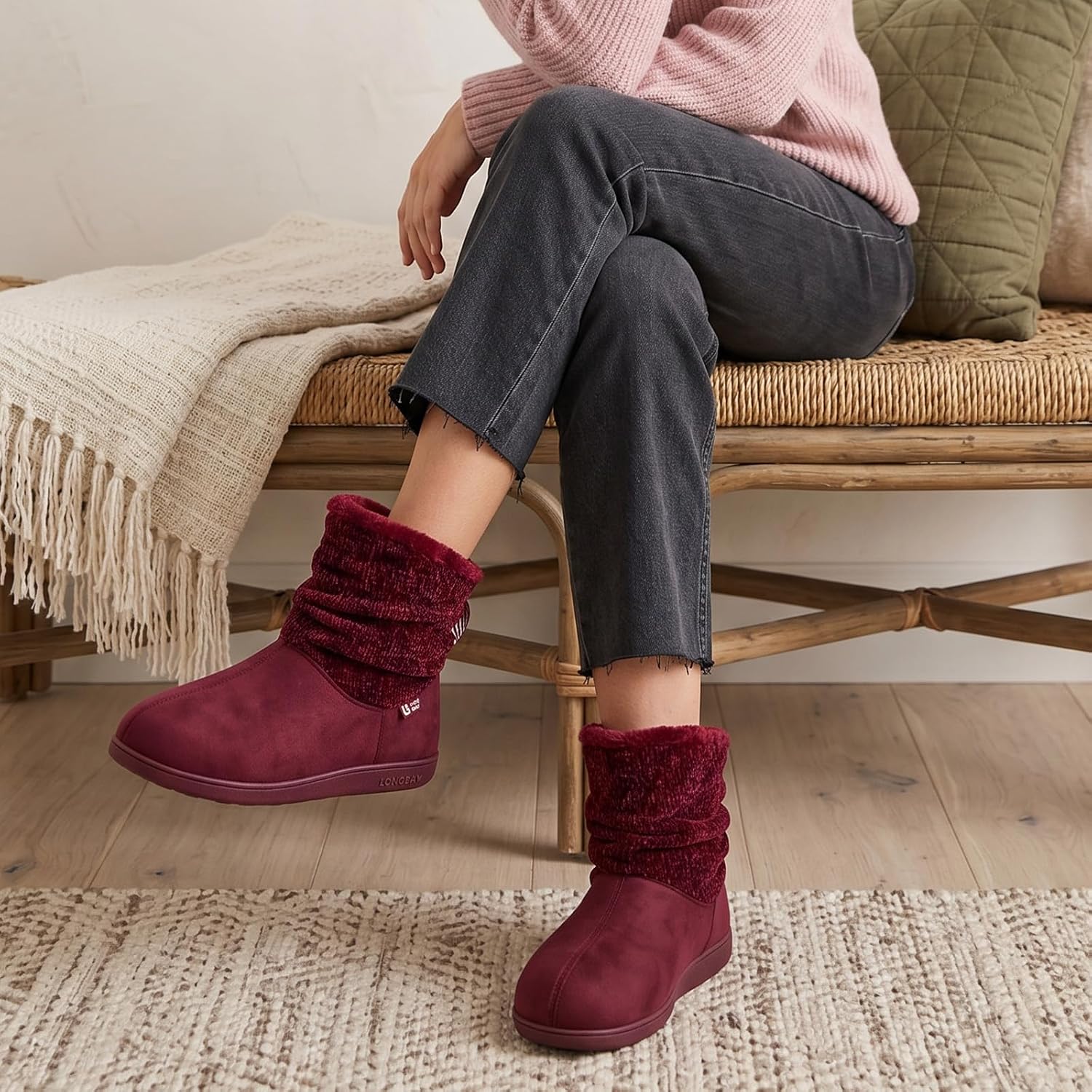 LongBay Slippers Boots for Women Warm Winter Fuzzy Bootie House Shoes Gifts