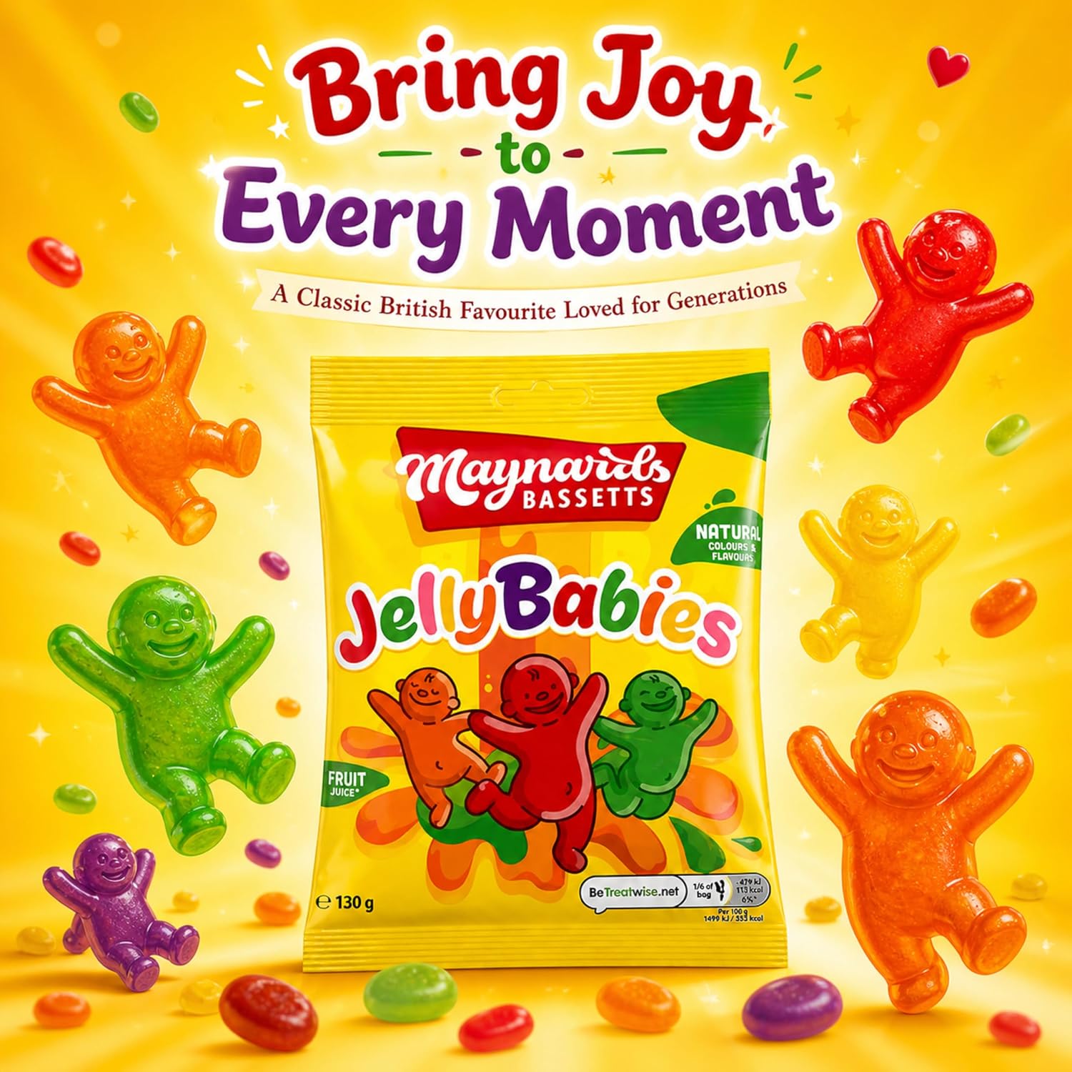 Maynards Bassetts Jelly Babies 130g (Pack of 4), Fruity Sweets