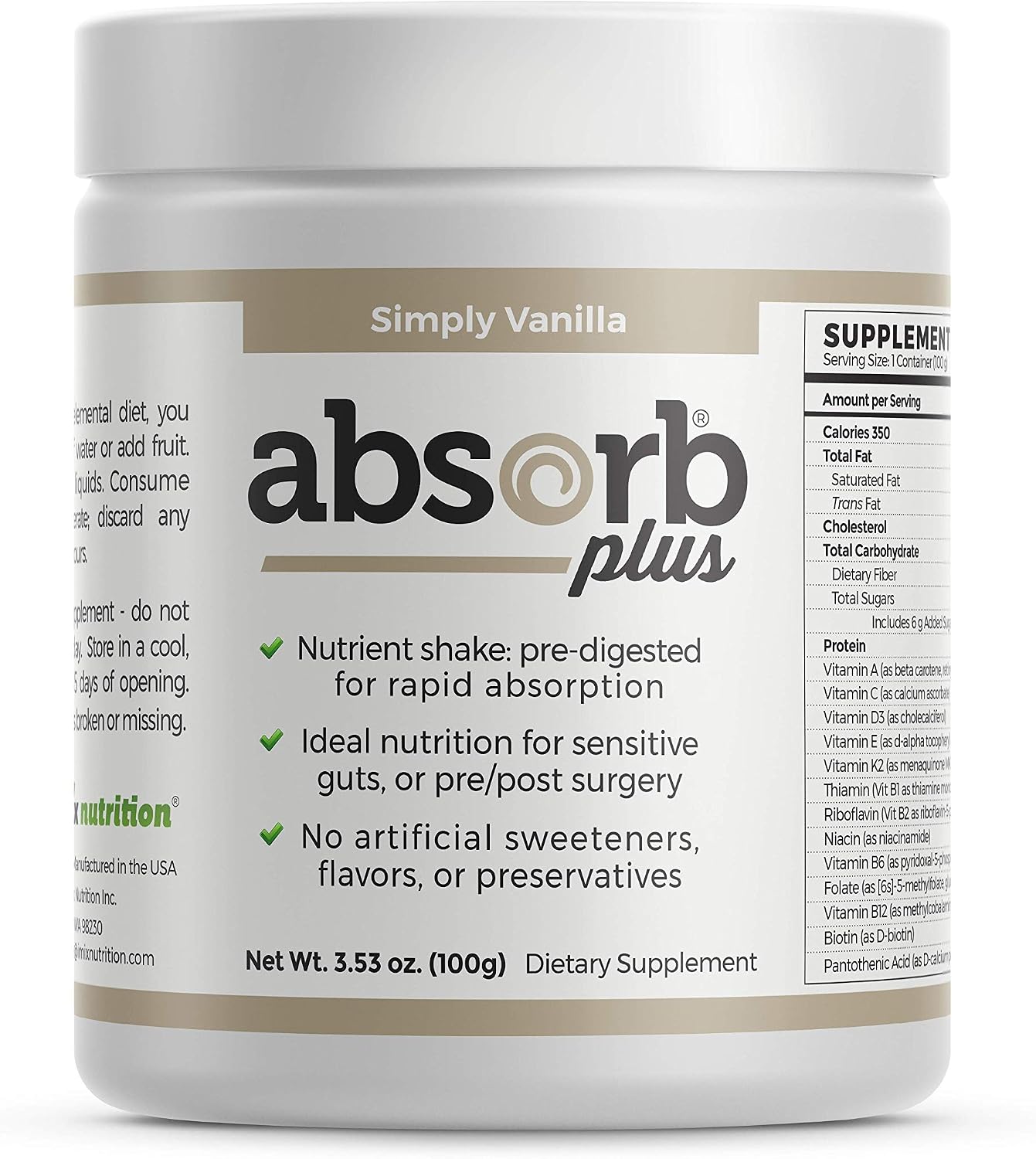 Isolate Protein - Diet Supplement for Improved Gut Health, Extra Nutritional Support, Non-GMO, Gluten-Free, Lactose-Free, Casein-Free (2.2 Lbs, Simply Vanilla)