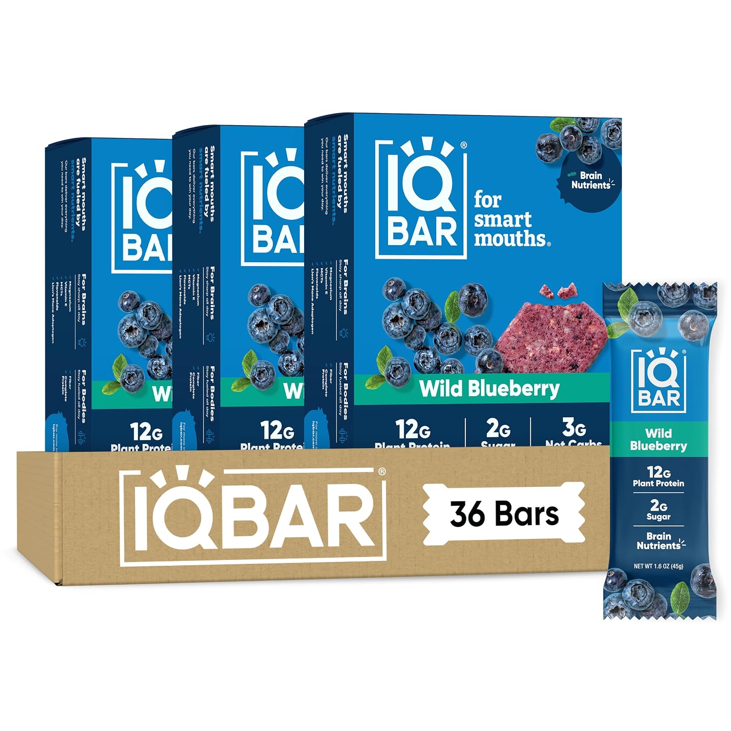 IQBAR Clean Protein Bars, Low Sugar Keto, Banana Nut 12-Count