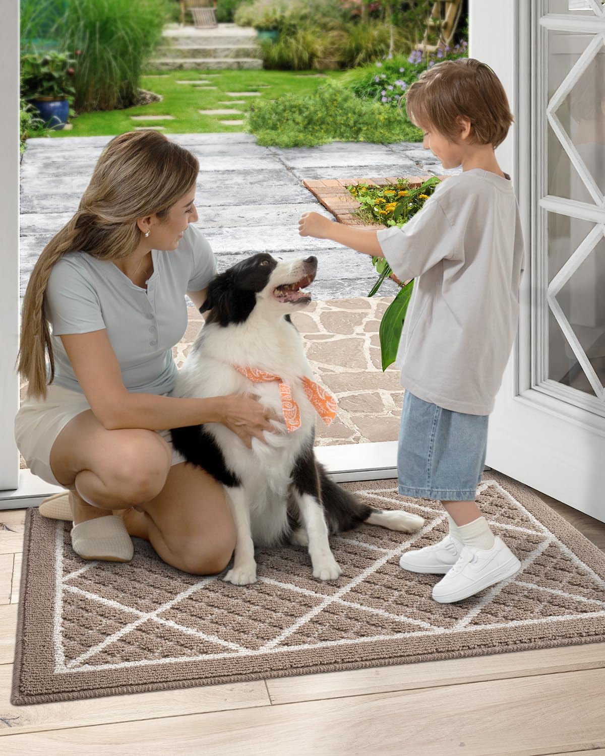 DEXI Front Door Mat Indoor Entryway 24x36 Inside Entrance Doormat Green