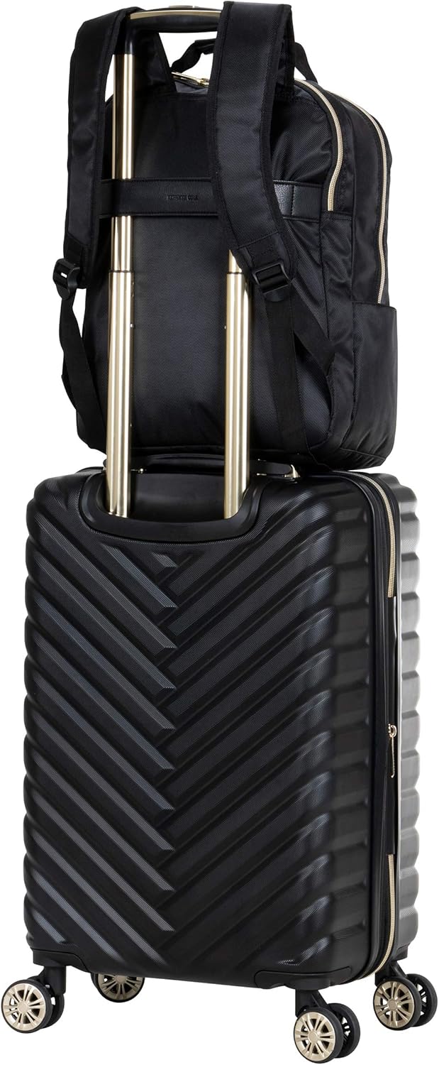 Kenneth Cole REACTION Madison Square Lightweight Hardside Chevron Expandable Spinner Luggage, Black, (28-Inch Checked)