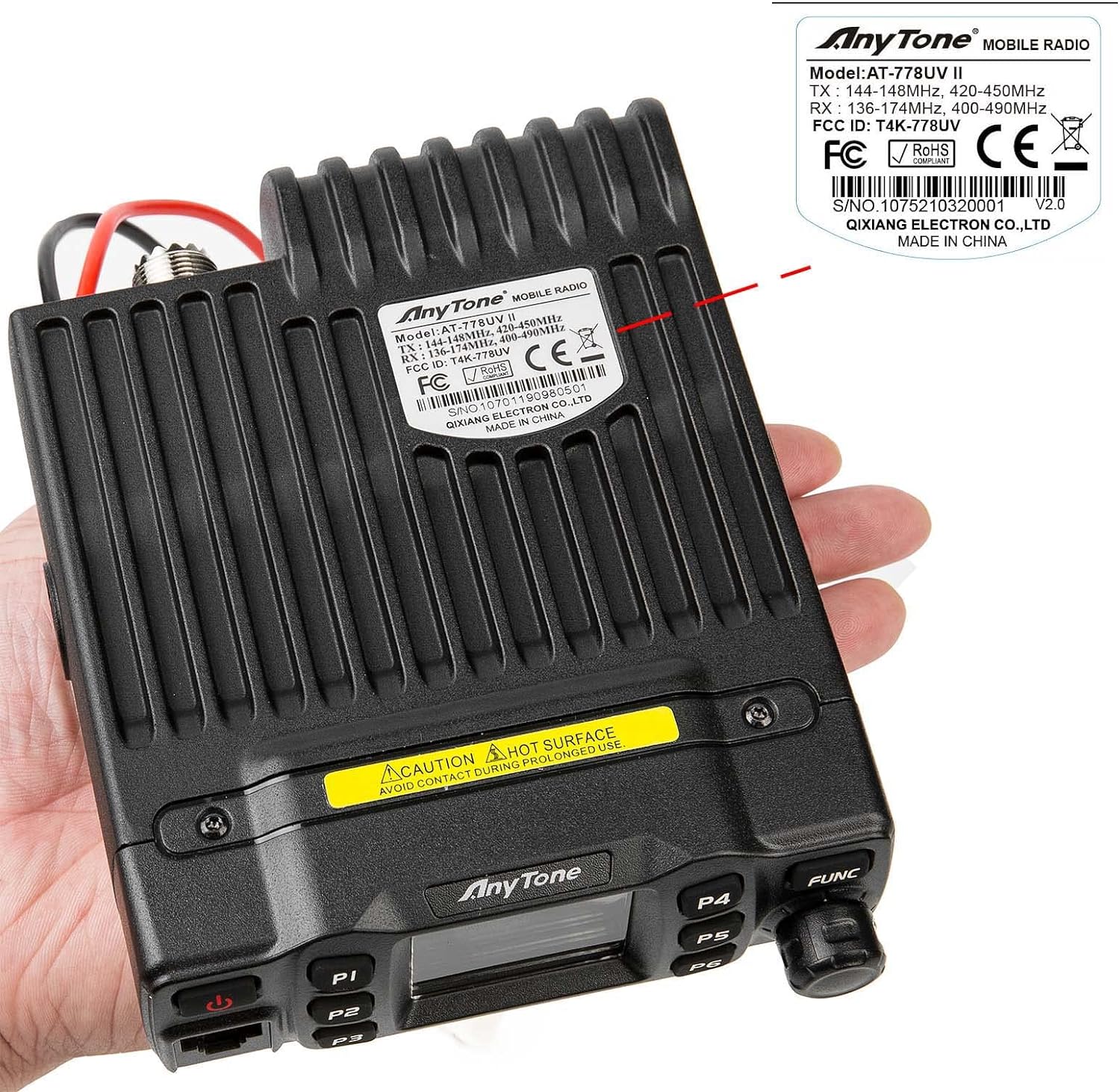 AnyTone AT-778UVII Transceiver Mobile Radio Dual Band 25W VHF/UHF VOX Vehicle Car Radio w/Cable | Vehicle Car Radio 2m 70cm Mini Mobile Transceiver w/Cable for RV Camping