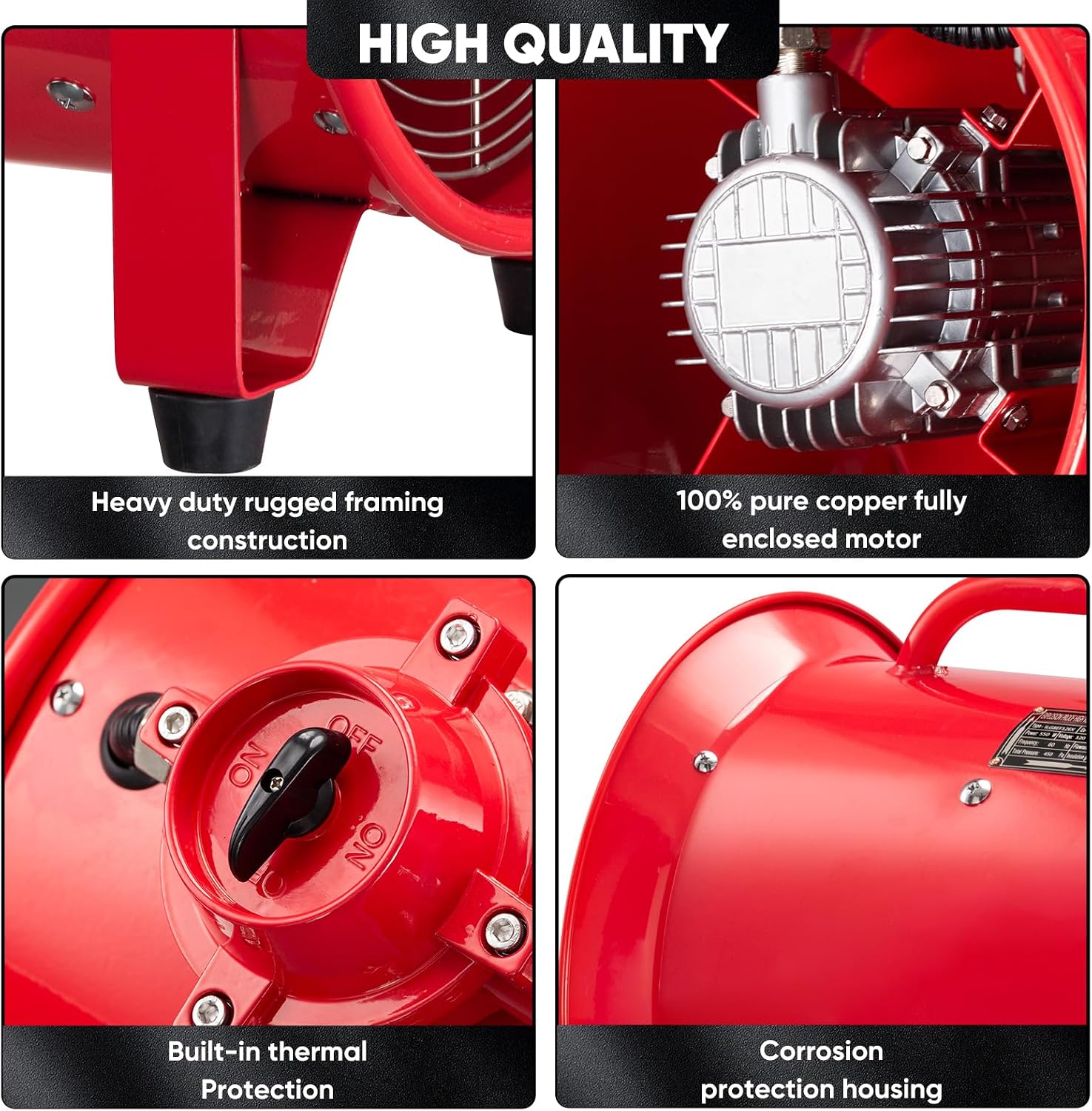 iLiving - ILG8EF12EX Explosion Proof Utility High Velocity Blower, Fume Extractor, Portable Exhaust and Ventilator Fan, Air Ventilation with 2720 CFM