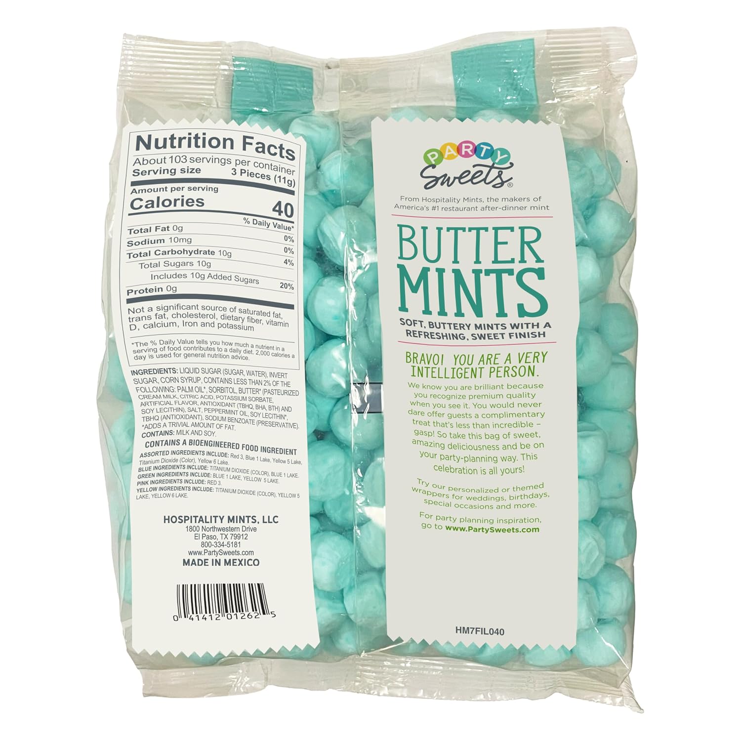 Party Sweets White Buttermints, 14 Ounce, Appx. 100 pieces from Hospitality Mints
