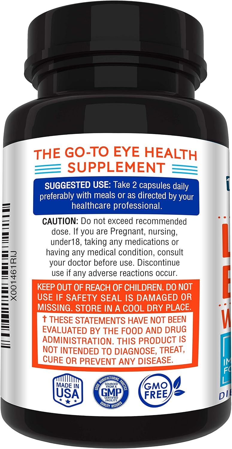 Newly Improved Super Strength Eye Care Formula - Highest Pharmaceutical Grade Lutein, Zeaxanthin