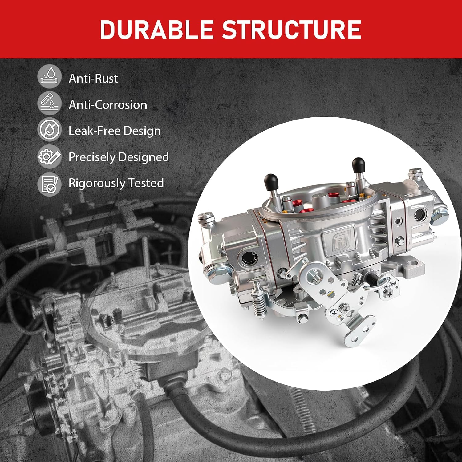 BR-67202 950 CFM Carburetor Race Series Mechanical Secondary Carburetor, Double Pumper 4150 4-Barrel Square Bore No Choke Dual Inlet