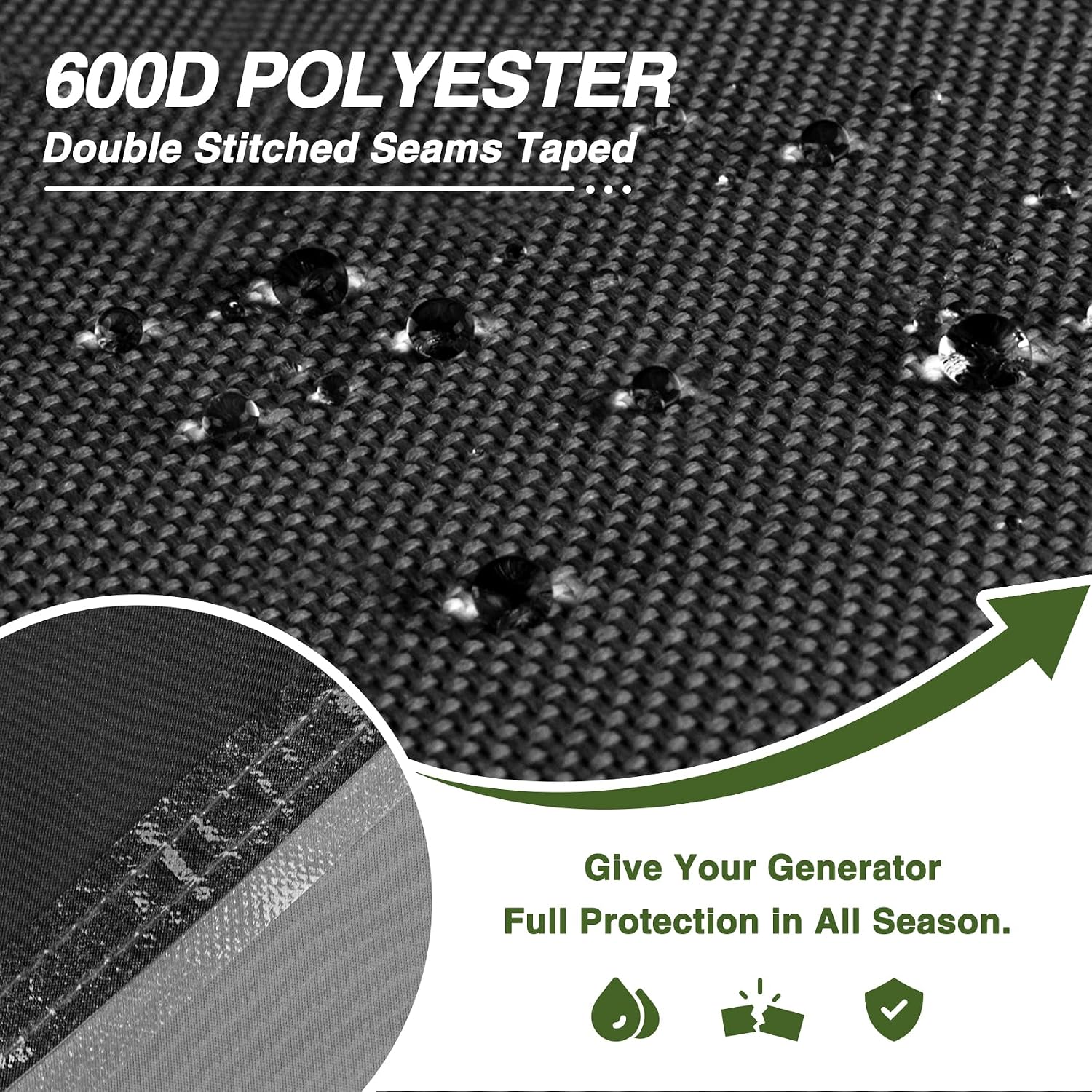 Porch Shield Waterproof Universal Generator Cover 32 x 24 x 24 inch - for Most Generators 5000-10000 Watt, Black
