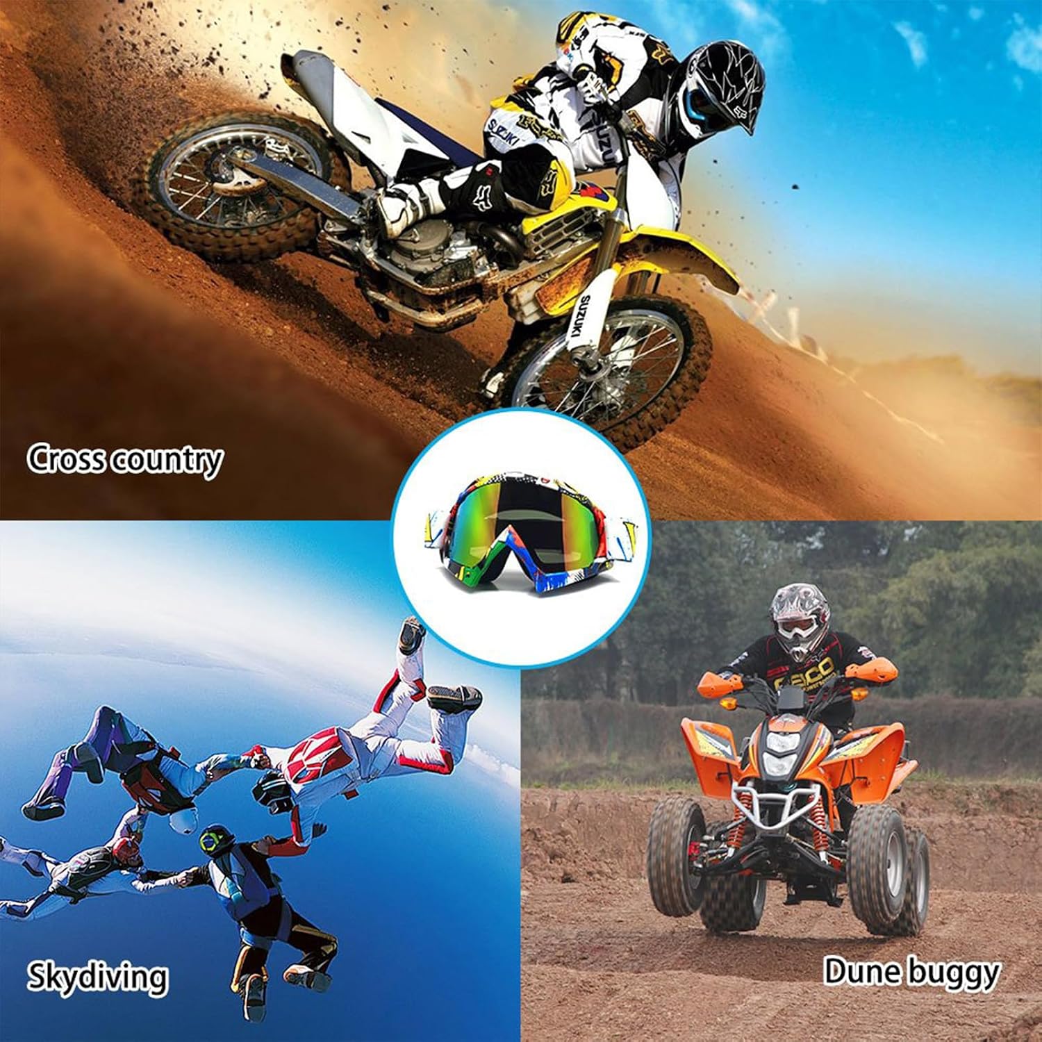 Dirt Bike Goggles, ATV Motorcycle UTV MX OTG Accessories Goggle Glasses & Anti Fog Ski Goggles, Racing Skiing Dirtbike