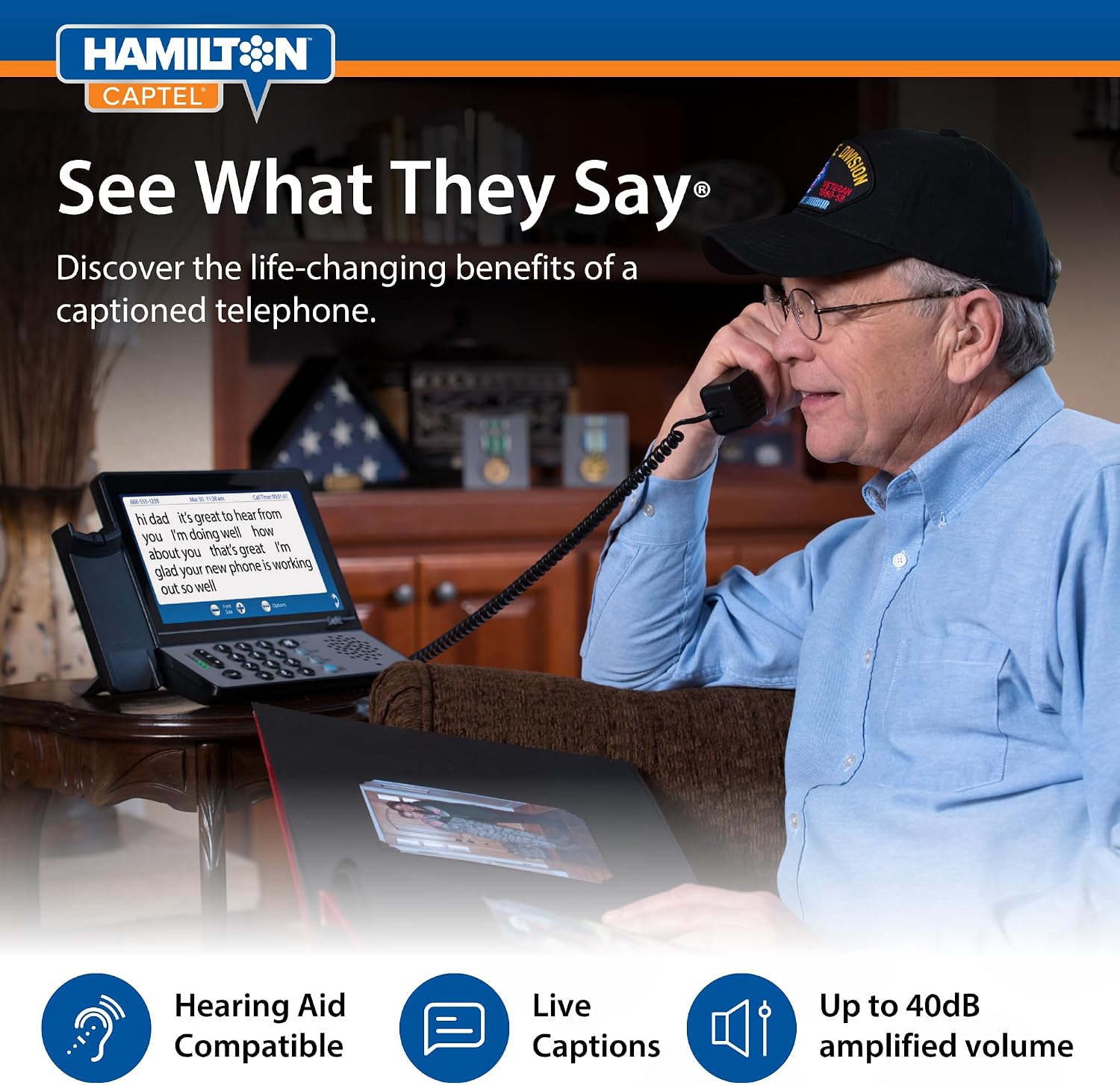 Hamilton CapTel 2400iSPNBT Large Touch Screen Captioned Telephone | Phone for Hard of Hearing with Answering Machine and Speakerphone