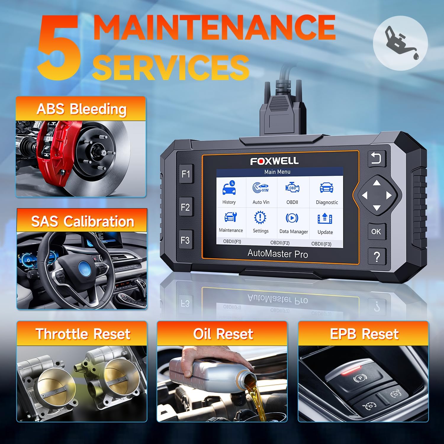 2026 FOXWELL NT614 Elite OBD2 Scanner, 4 Systems, 5 Resets Code Reader