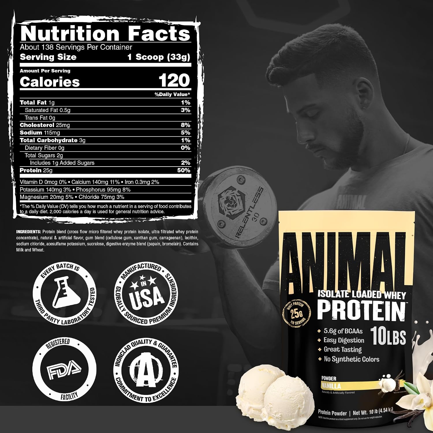 Animal Whey Isolate Protein Powder - Loaded for Pre & Post Workout Muscle Builder and Recovery with Digestive Enzymes for Men & Women - 25g Protein, Great Taste, Low Sugar - Chocolate 2 lbs