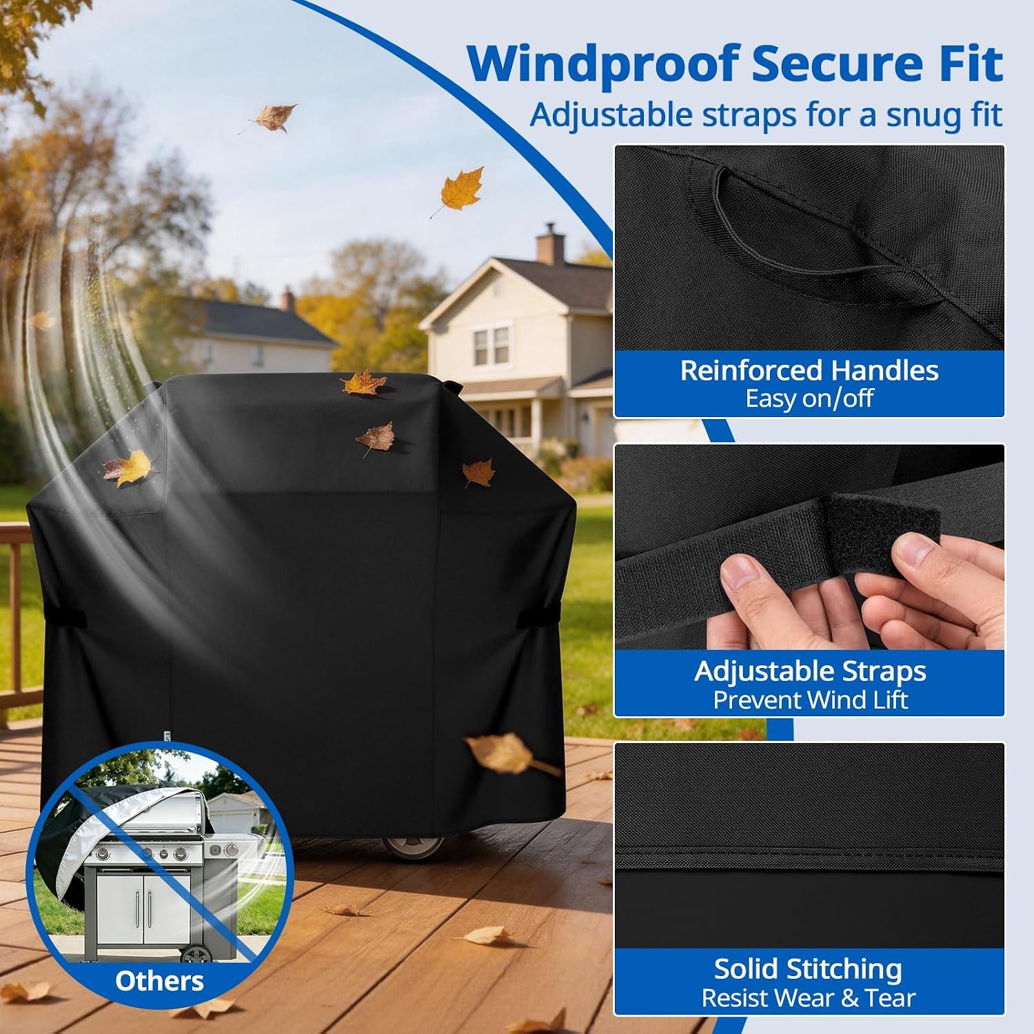 2 Burner Gas Grill Cover 32 inch, Heavy Duty Waterproof Small BBQ Grilling Cover, Compatible for Weber Char-Broil Nexgrill and More Grills with Collapsed Side Tables, All Weather Protection