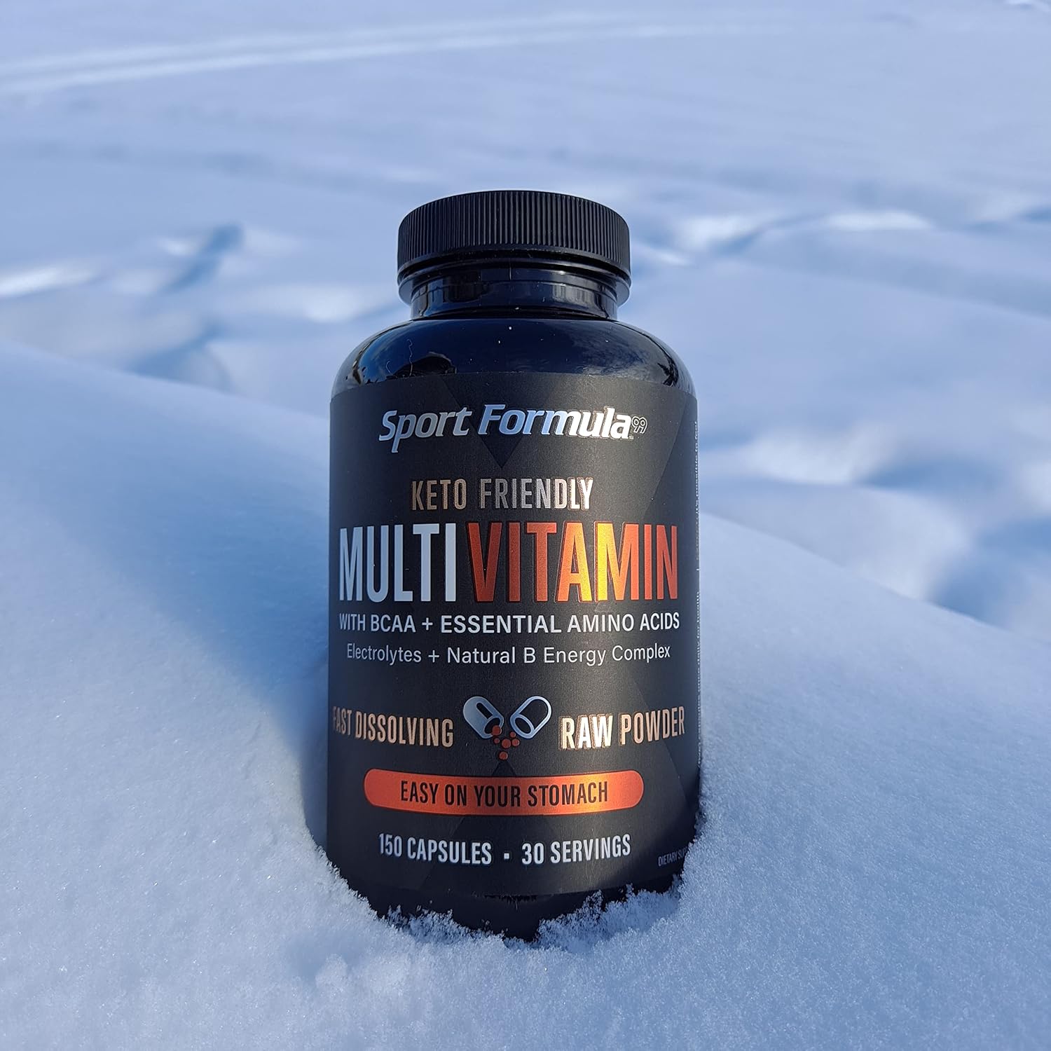 Sport Formula Daily Keto Superfood Multivitamin BCAA Amino Acid Powder Capsules for Men and Women. Won't Upset Your Stomach: Natural Vitamin B