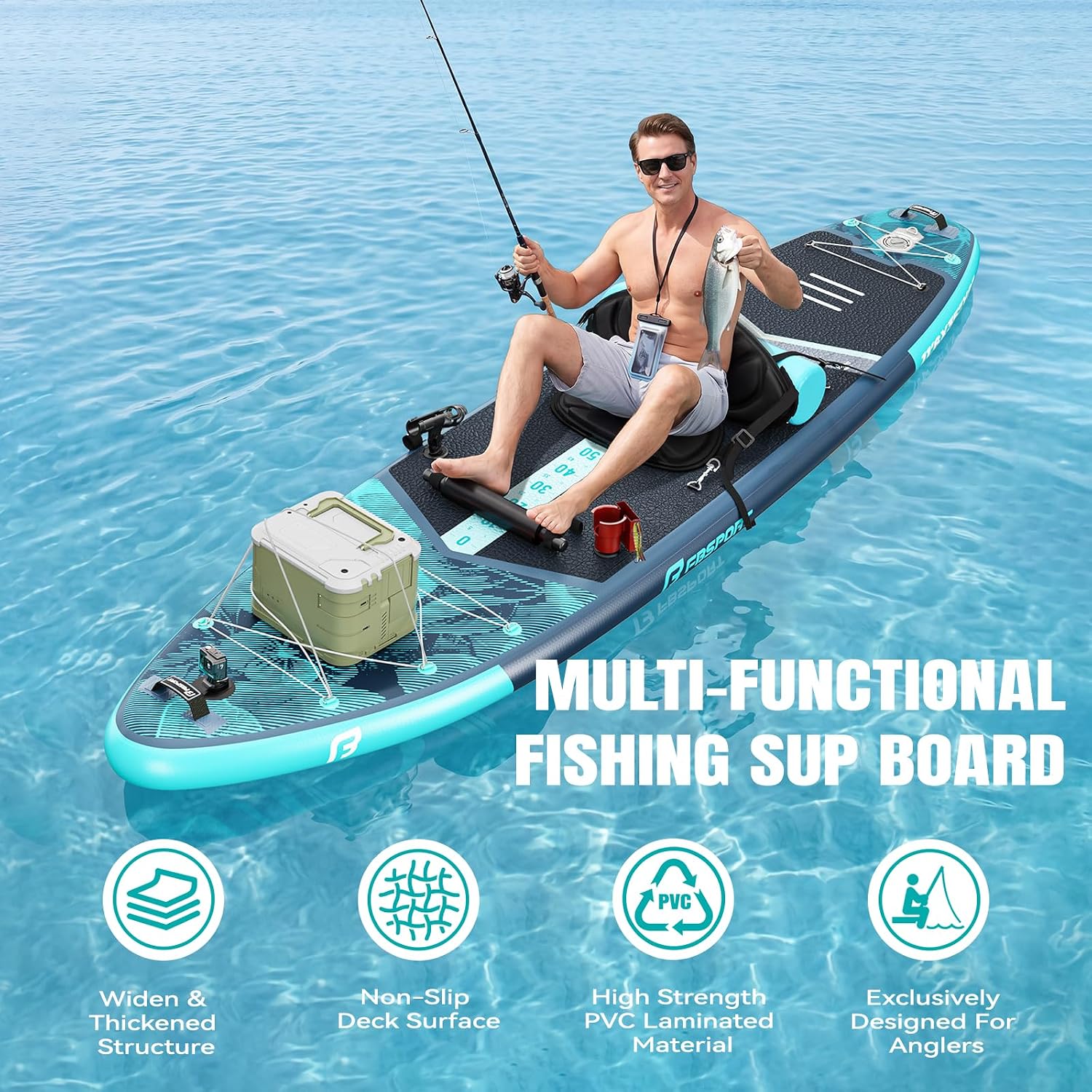 FBSPORT 11' Premium Stand Up Paddle Board, Yoga Board with SUP Accessories & Carry Bag | Wide Stance, Surf Control, Non-Slip Deck, Leash