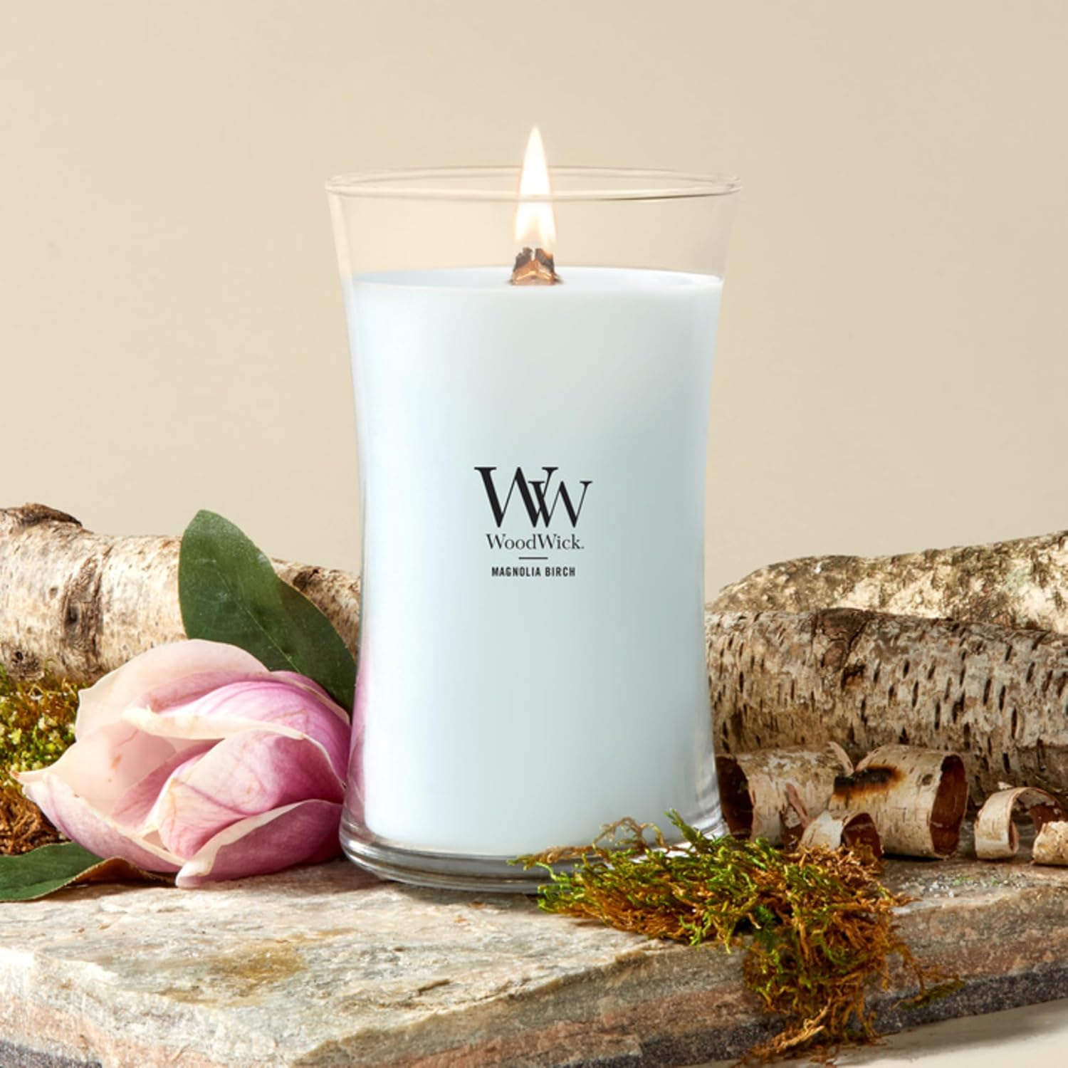 WoodWick Lavender Spa Gifts for Women and Men, 9.7 oz Medium Hourglass Candle with Crackling Wick