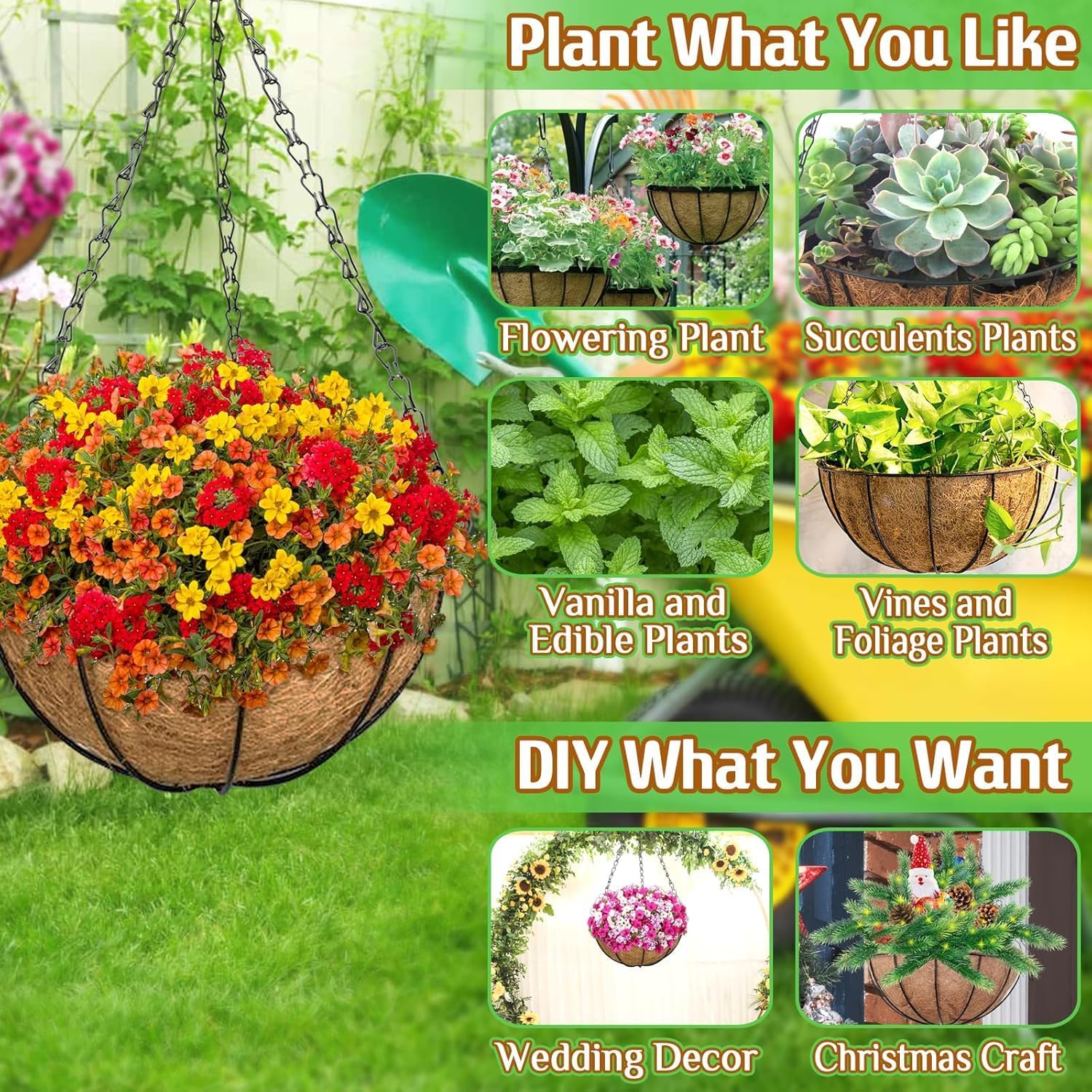 ZeeDix 3 Pack 10 Inch Metal Hanging Baskets