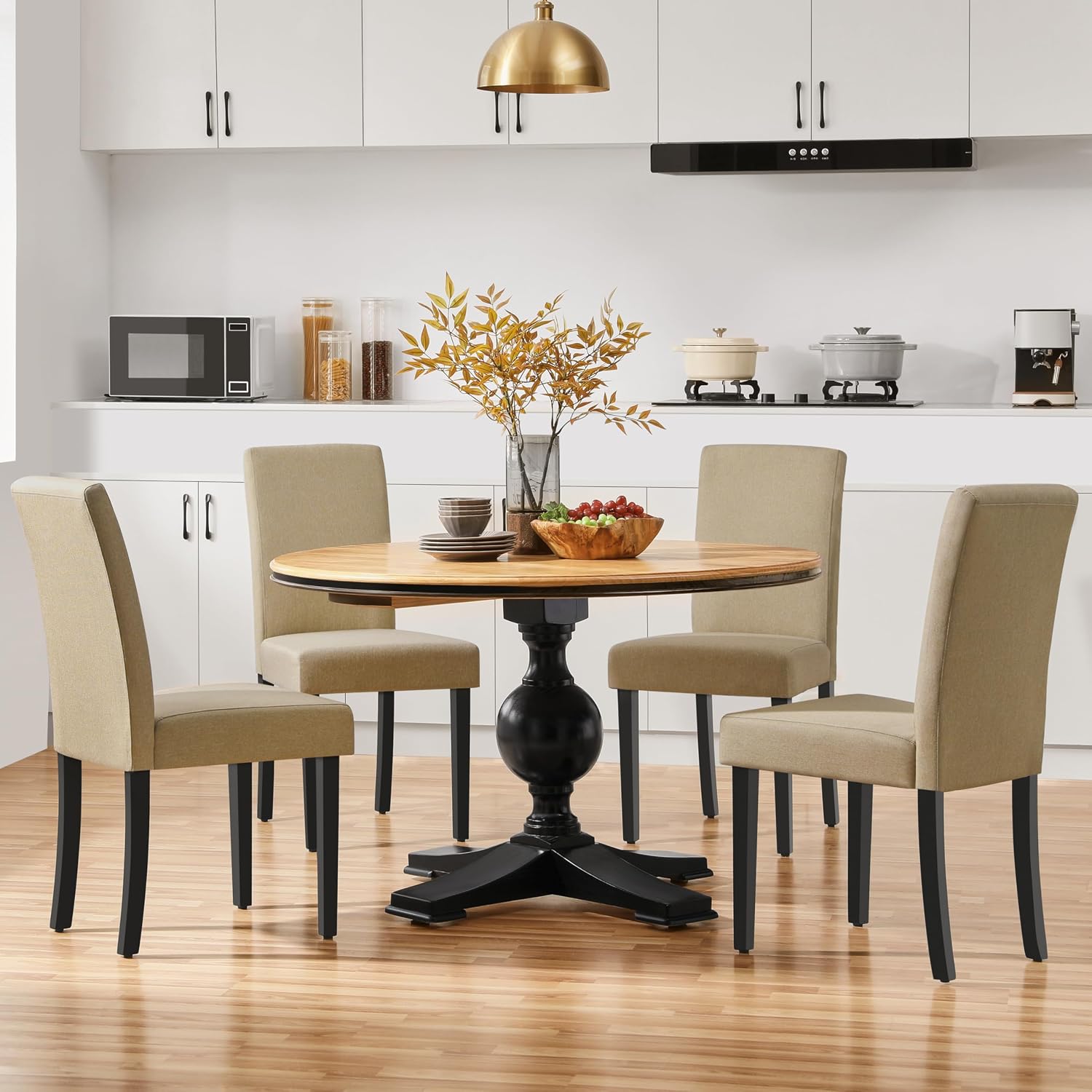 Yaheetech Dining Chairs Set of 4 Upholstered Kitchen Chairs Black