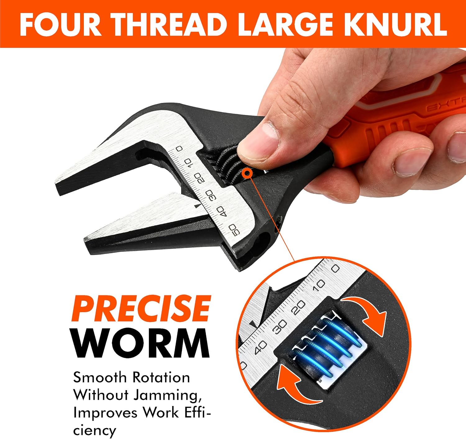 VANQUISH 12 Inch Adjustable Wrench, 2-3/8” Wide Jaw Opening Plumbing Wrench, CR-V Steel, SAE and Metric Scale Marked, With Comfort Grip Handle and Hanging Hole (3154)