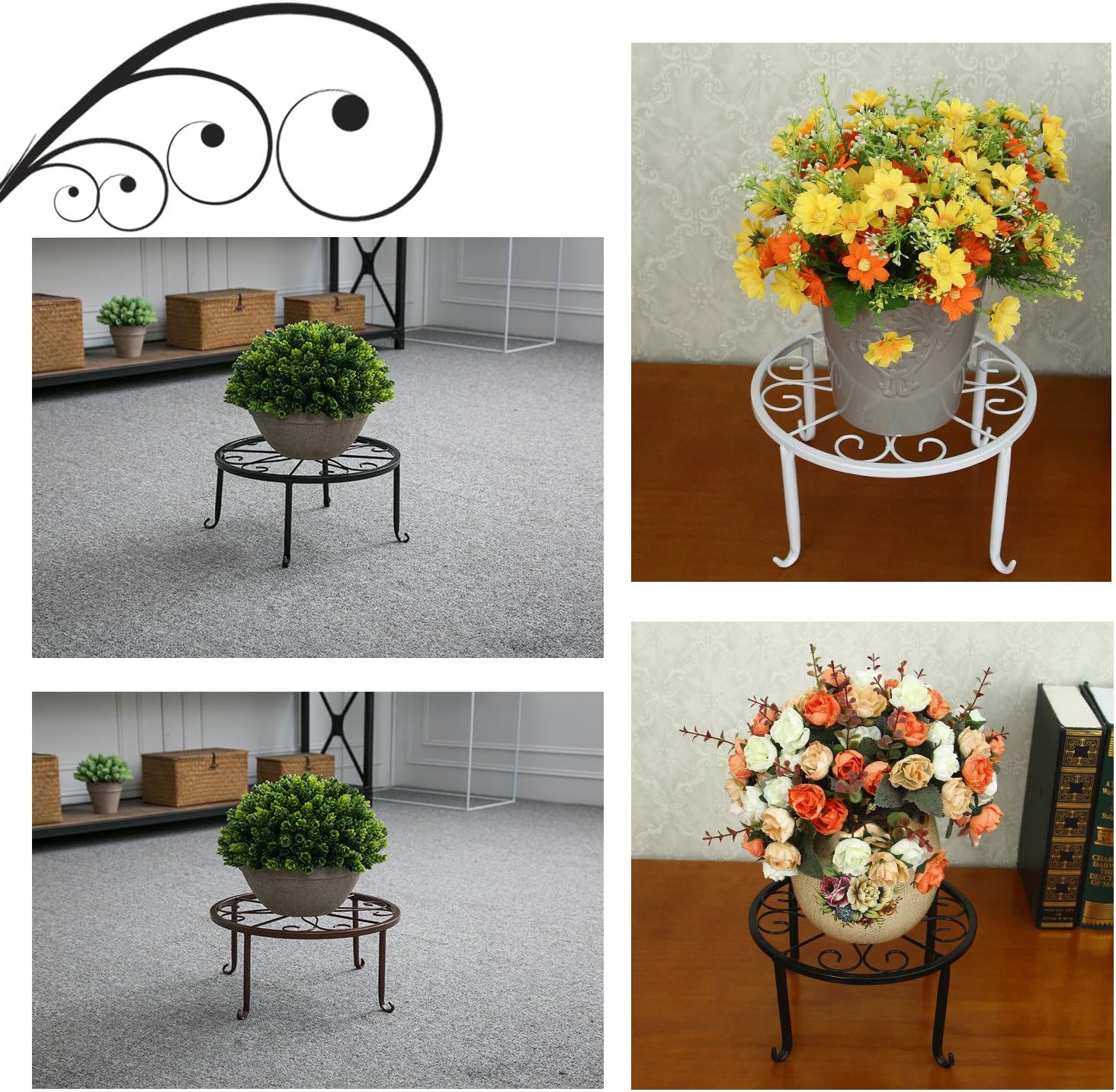 Tosnail 4 Pack Metal Plant Stand, Planter Support Rack, Plant Pot Stands, Planter Holder Heavy Duty, Rust Proof Iron Potted Plant Flower Pot Stand for Indoor Outdoor Garden Patio, Black, 9 Inch