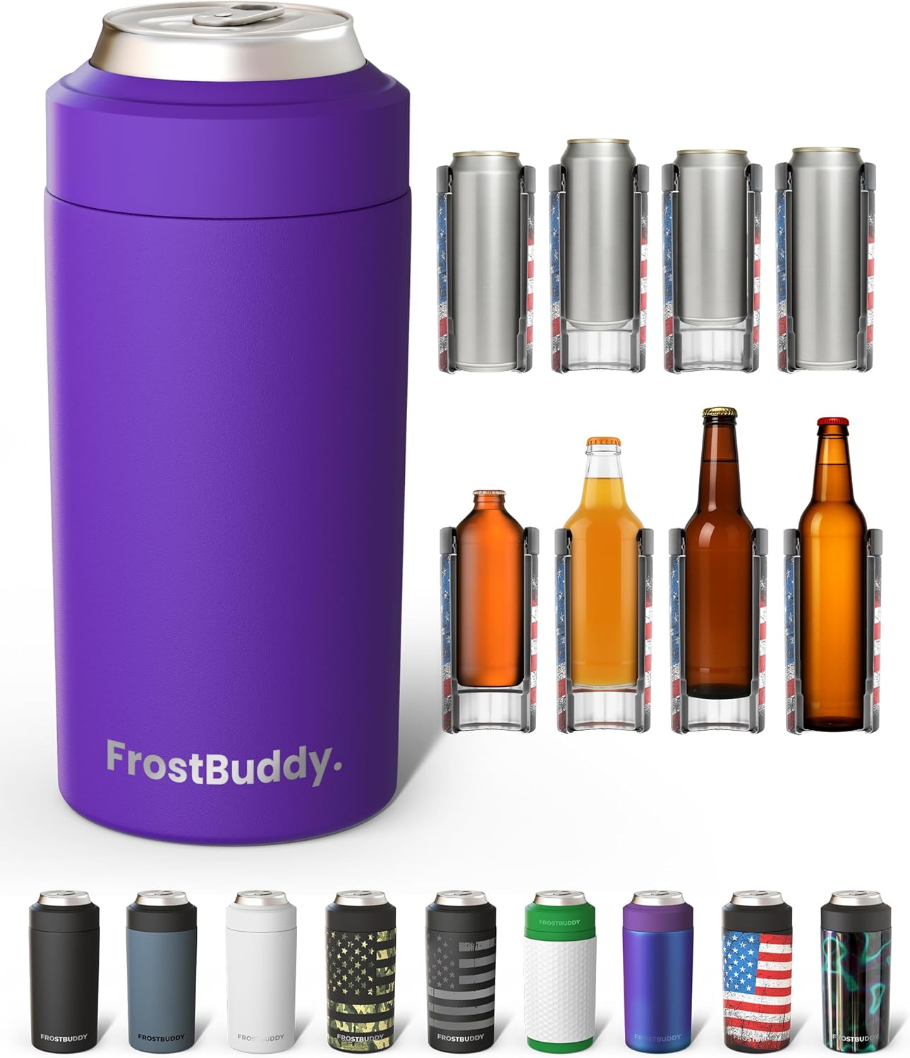 Frost Buddy Universal Can Cooler - Fits Slim Cans, 12 & 16oz (MatteBlack)