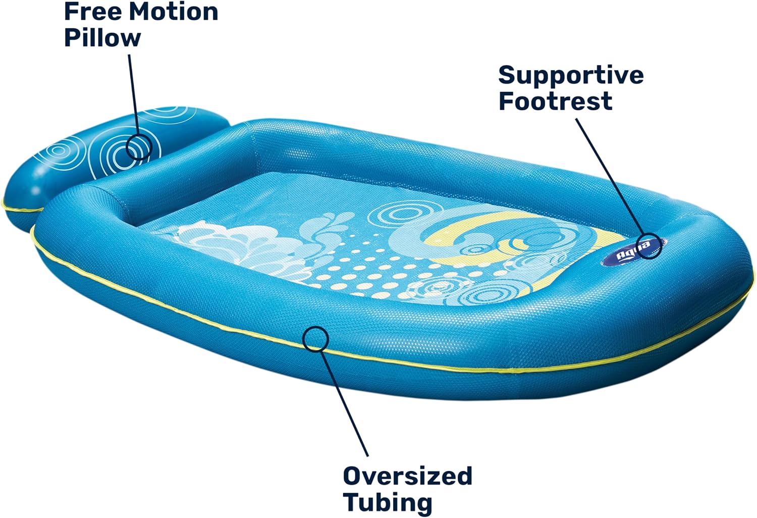 Aqua Comfort Pool Float Lounge – Inflatable Pool Floats for Adults with Headrest and Footrest – Bubble Waves