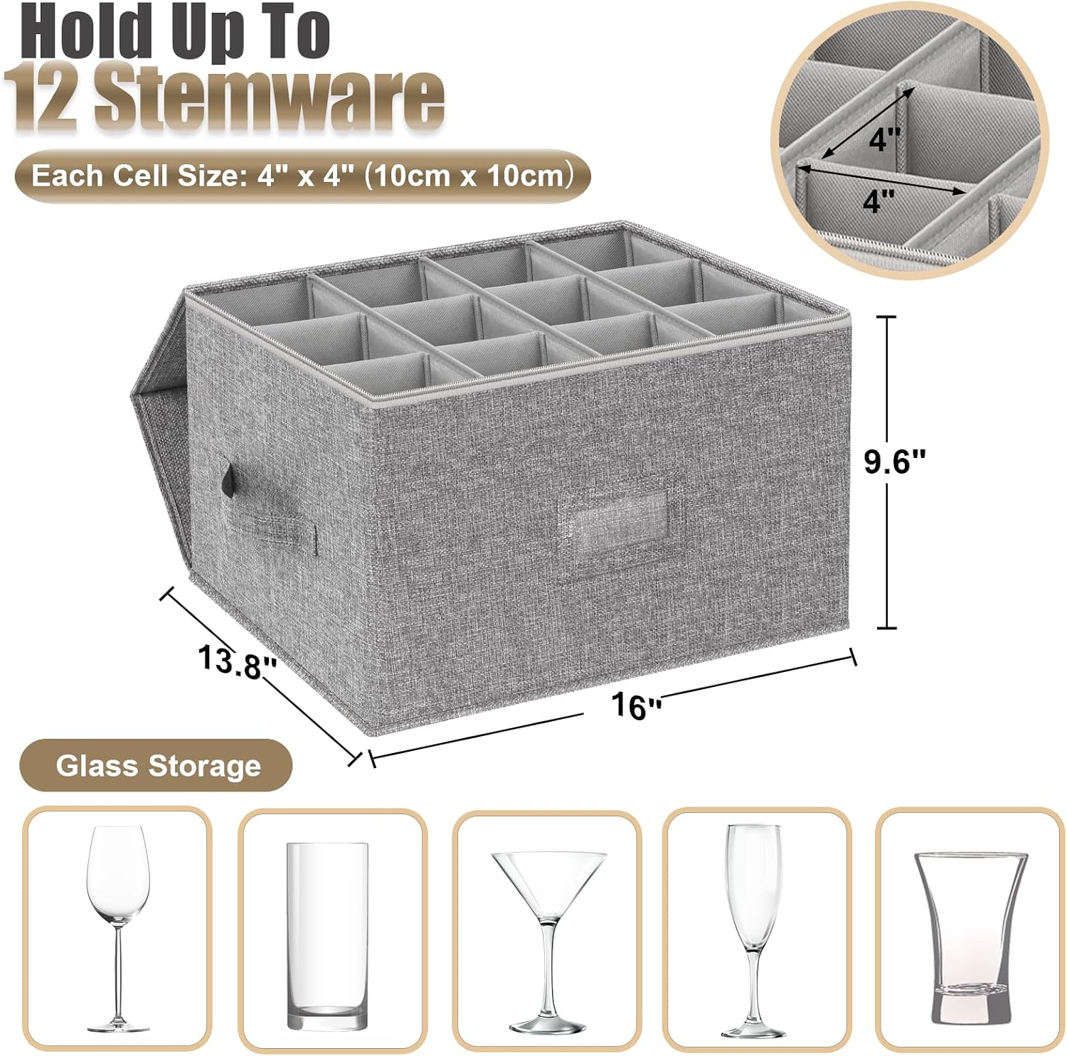 4PCS China Storage Containers, Hard Shell Dish Storage Containers w/ Felt Dividers, Quilted Plate Storage Cases for 12 Place Setting Charger Plates Dinnerware, Stackable Moving Boxes for Dishes
