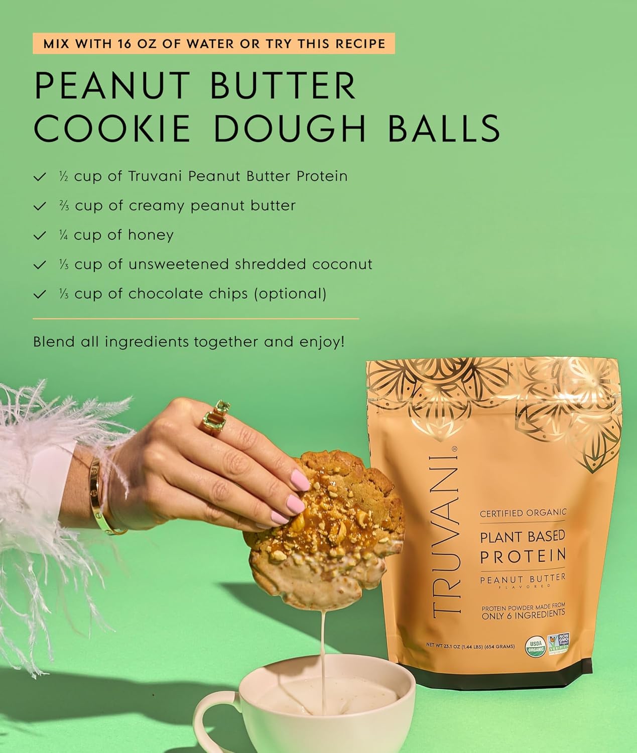 Truvani Organic Plant Based Protein Powder | Chocolate Peanut Butter