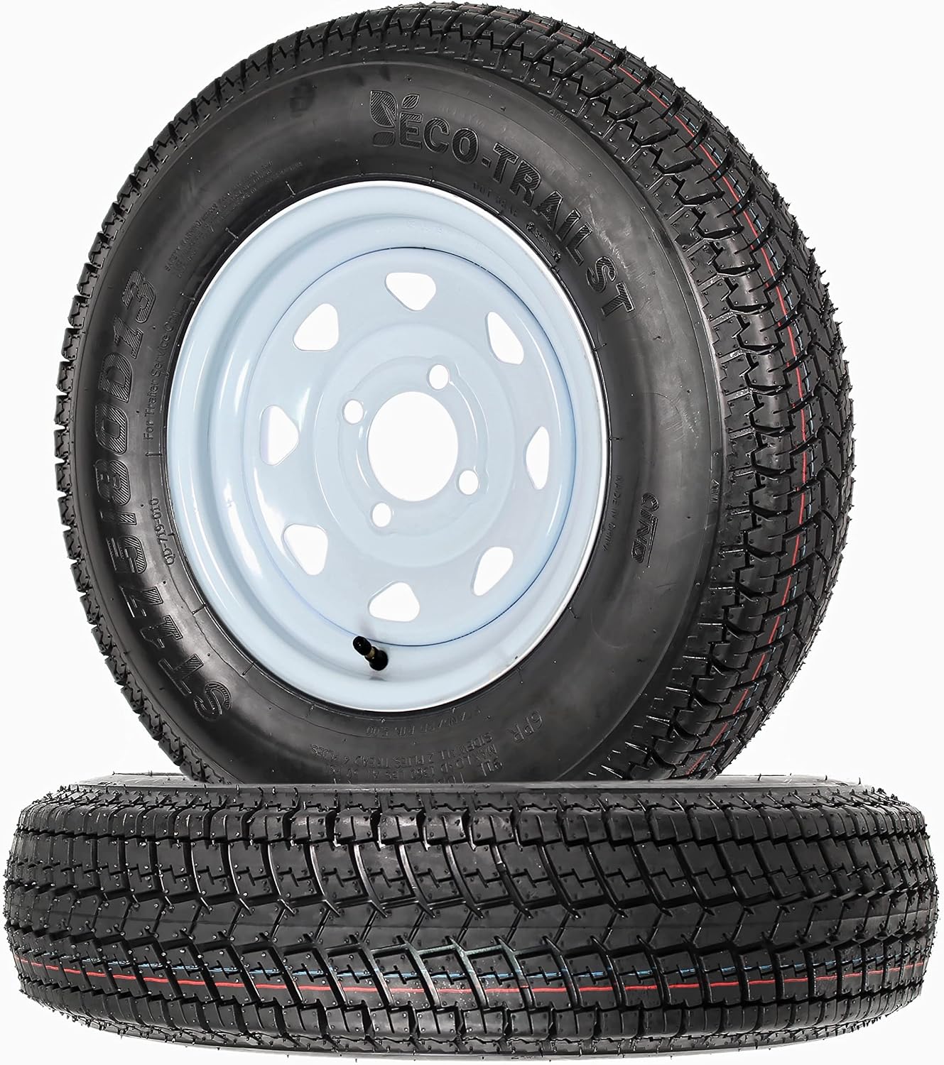eCustomrim 2-Pack Trailer Tire Rim Assembly ST175/80D13 LRC 4 Lug White | 175/80 D 13 Inch Load Range C 6 Ply Tire