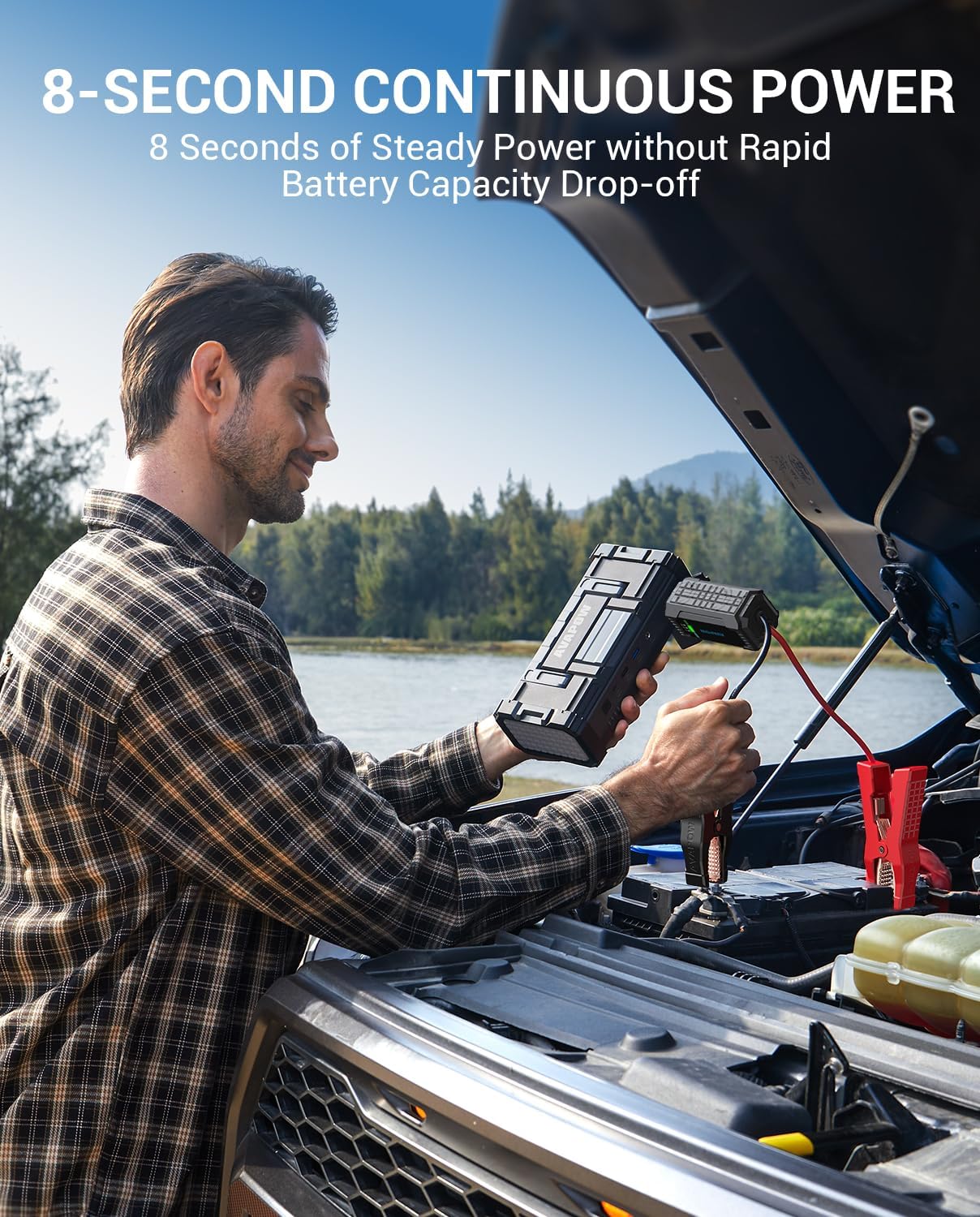 AVAPOW 6000A Car Battery Jump Starter Portable | 12V DC Output for All Gas or up to 12L Diesel, Jump Box for Car Battery with USB3.0 Power Bank