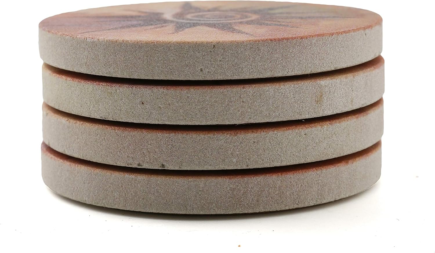 Thirstystone Spiral Sun Natural Sandstone Coaster 4 Pack Eco-Friendly, Absorbent, Easily Wipes Clean | 4” Diameter, Manufactured in the USA
