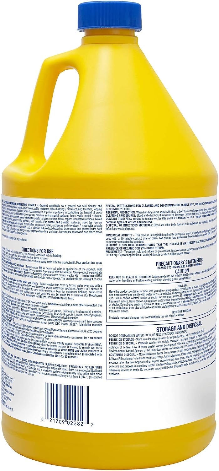 Zep All-Purpose Bathroom Disinfectant Cleaner - 1 Gallon (Case of 4) ZUAPBD128 - Virucidal, Fungicidal, Mildewstat