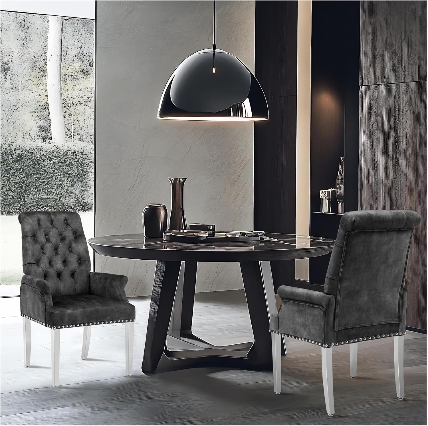 adochr Dining Chairs with Arms,Linen High Back Dining Room Chairs, Beige