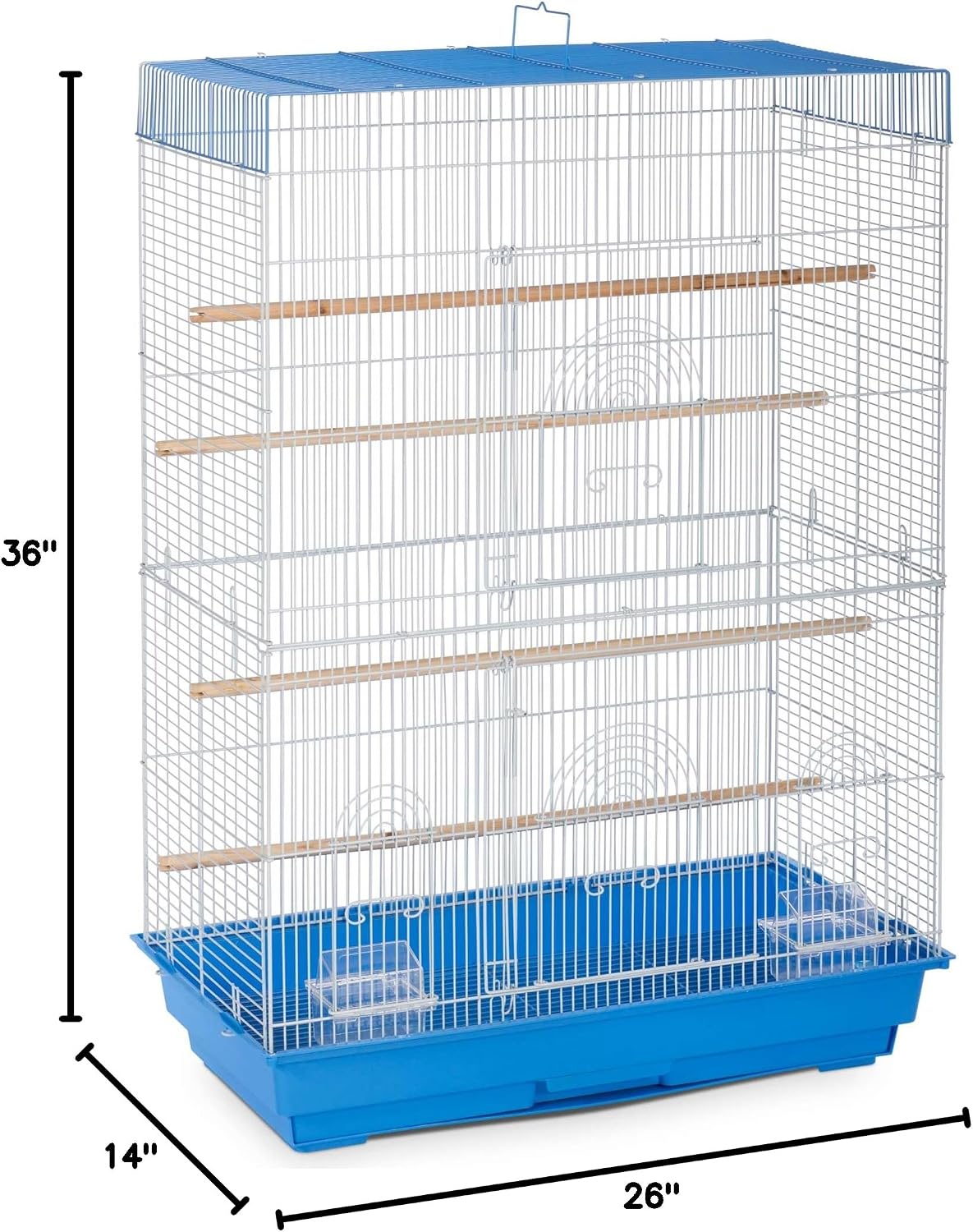 Prevue Pet Products Tall Flight Bird Cage - Blue & White | Stand Alone Large Metal Birdcage for Parakeets, Cockatiels, Conures, Lovebirds, Finches, and Canaries