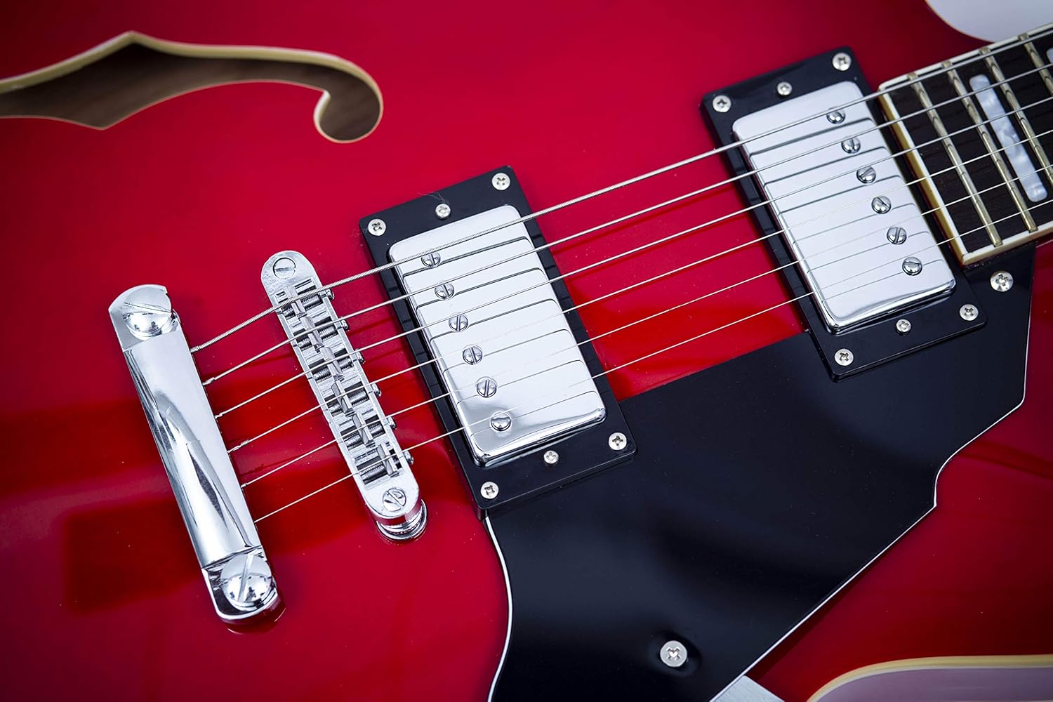 Grote Full Scale Electric Guitar Semi-Hollow Body Guitar Stainless Steel Frets (Vintage Sunburst)