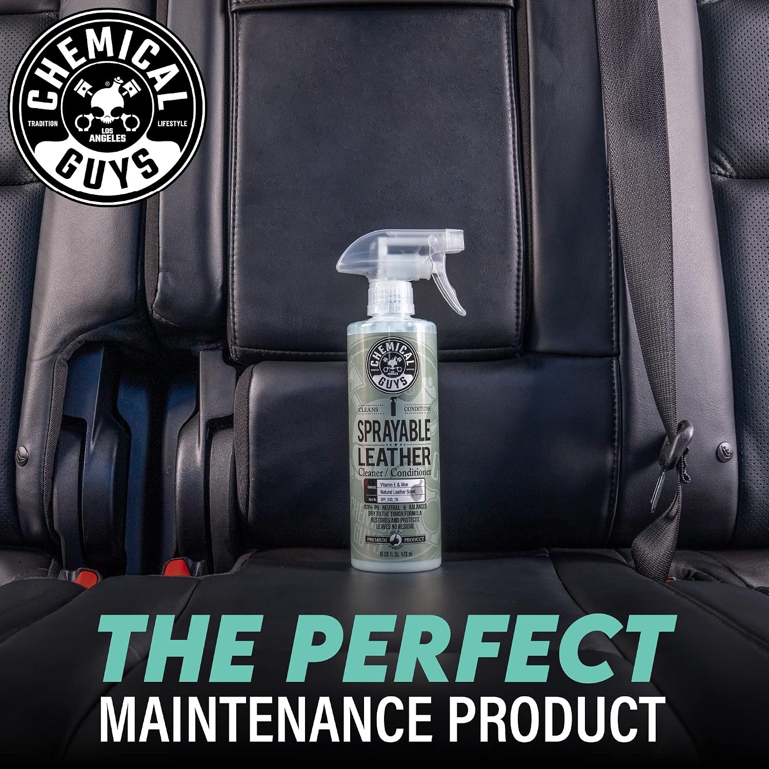 Chemical Guys, Sprayable Leather Cleaner & Conditioner in One Spray, 16 oz | One-step spray cleans and nourishes leather, vinyl and faux on seats, furniture and apparel, dirt lifts away