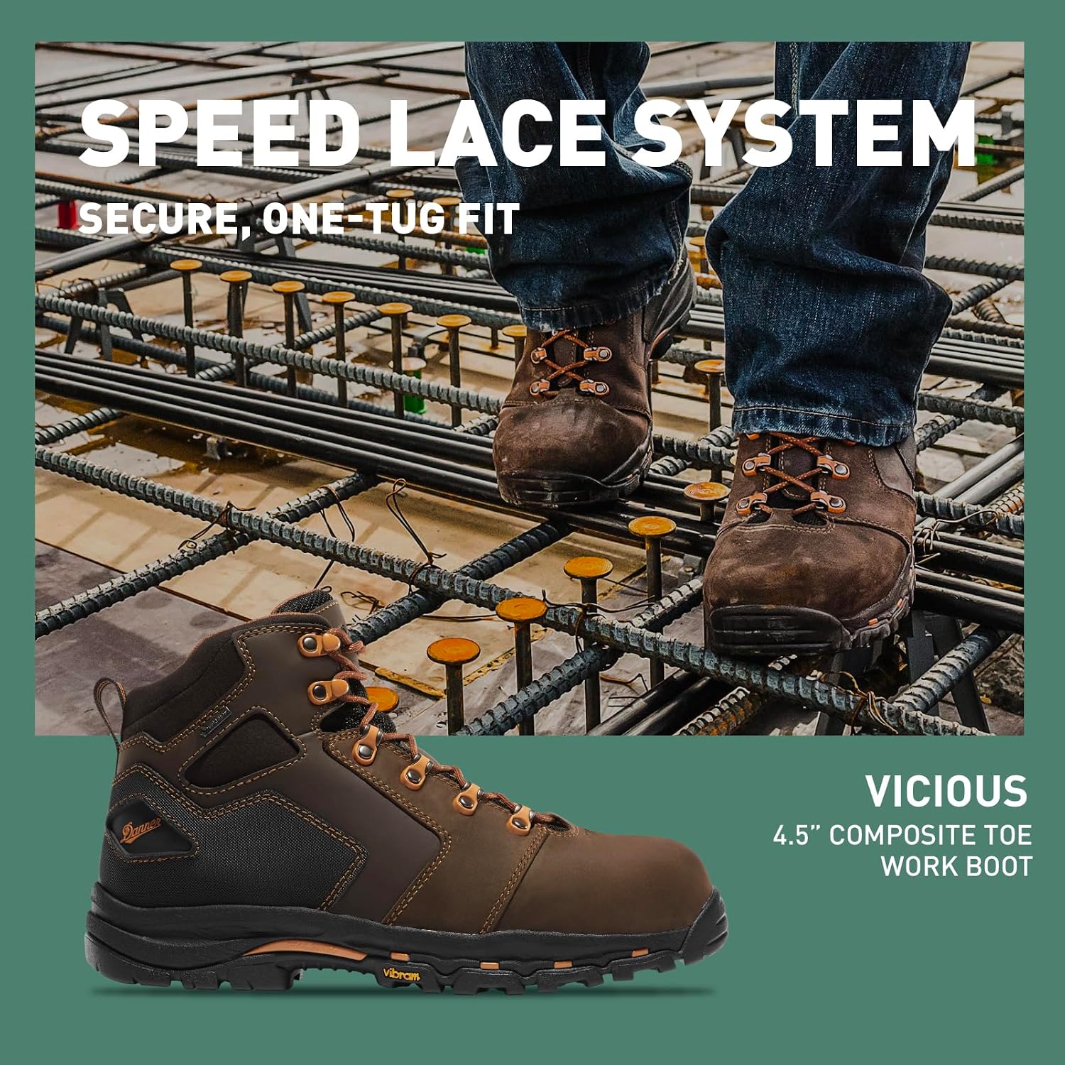 Danner Vicious Composite Toe Work Boots for Men, Waterproof, ASTM Approved | Composite Toe Boots for Men, For Electrical Hazard Work, Slip Resistant Grip, TPU Shank, Construction Boots