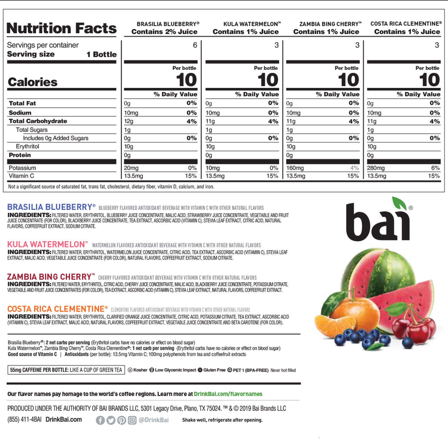 Bai Coconut Flavored Water Puna Coconut Pineapple, Antioxidant Infused, Coconut Pineapple Flavored Water Drink, 18 Fluid Ounce Bottles, 6 Count