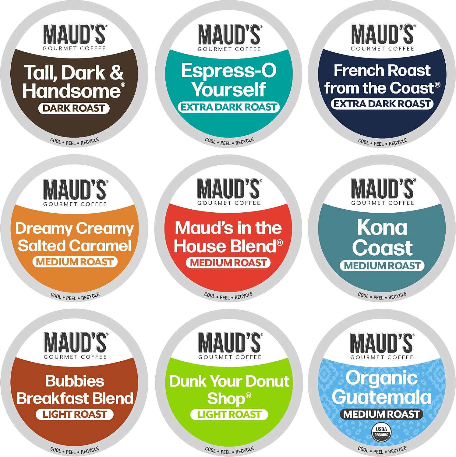 Maud's Family Pack Coffee Pods Variety Pack, 136ct, 12 Assorted Flavors | Medium Roast Flavored Coffee in Single Serve Pods – 100% Arabica Coffee, Compatible with Keurig Coffee Makers